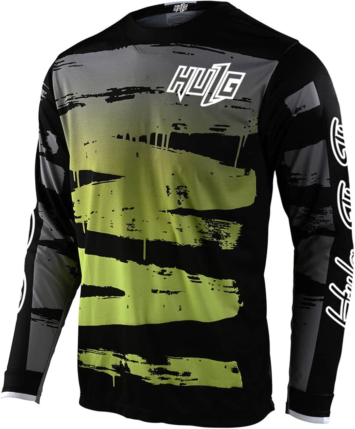 HULG Men'S Cycling Jersey Mountain Bike Motocross Jersey Long Sleeve MTB T-Shirt Downhill Cycling Jersey Quick-Drying