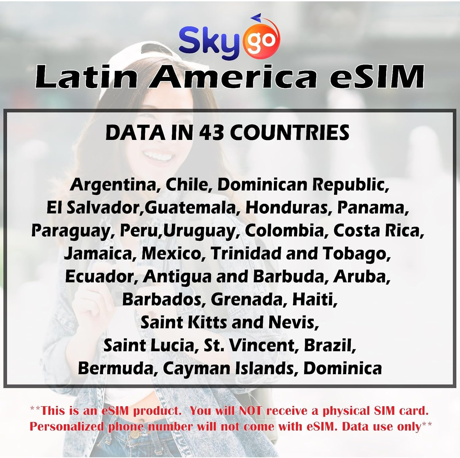 Skygo Esim Latin America 7Days|28 Countries Prepaid Esim 500MB 5G Data & Unlimited Data | Personal Global SIM | Data ONLY