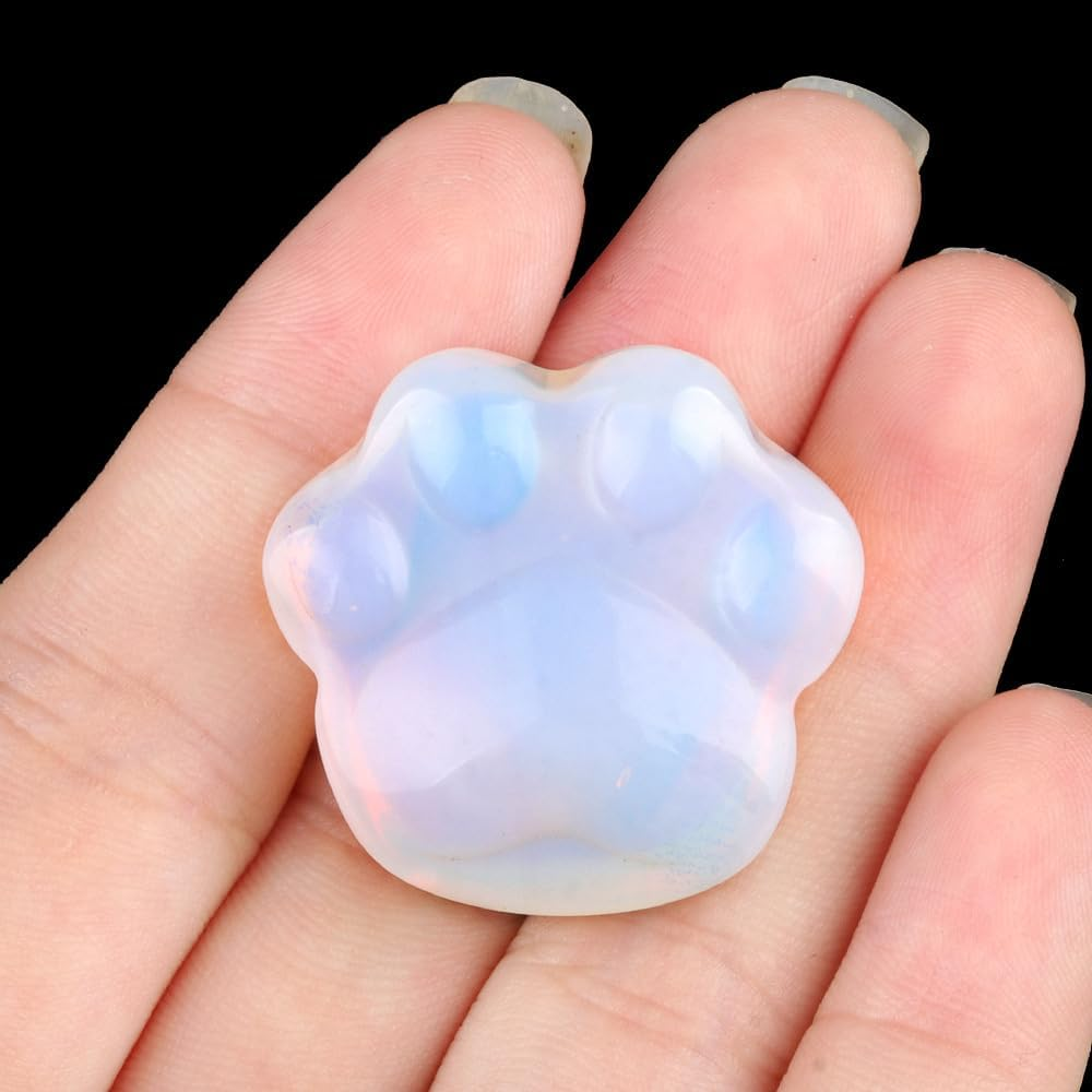 Synthetic Opal Cat Paw Lucky Charm - Healing Crystal Decor for Good Luck, Protection & Spiritual Gift