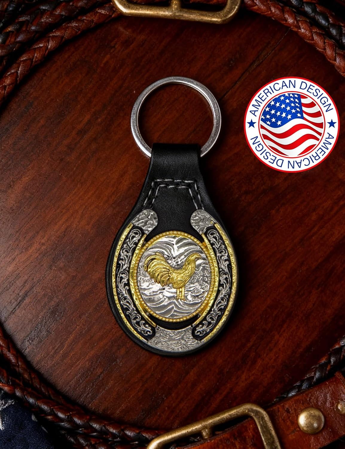 TOPACC Western Leather Keychain for Men Women Bag Charms Vintage Cowboy Key Rings for Western Accessories