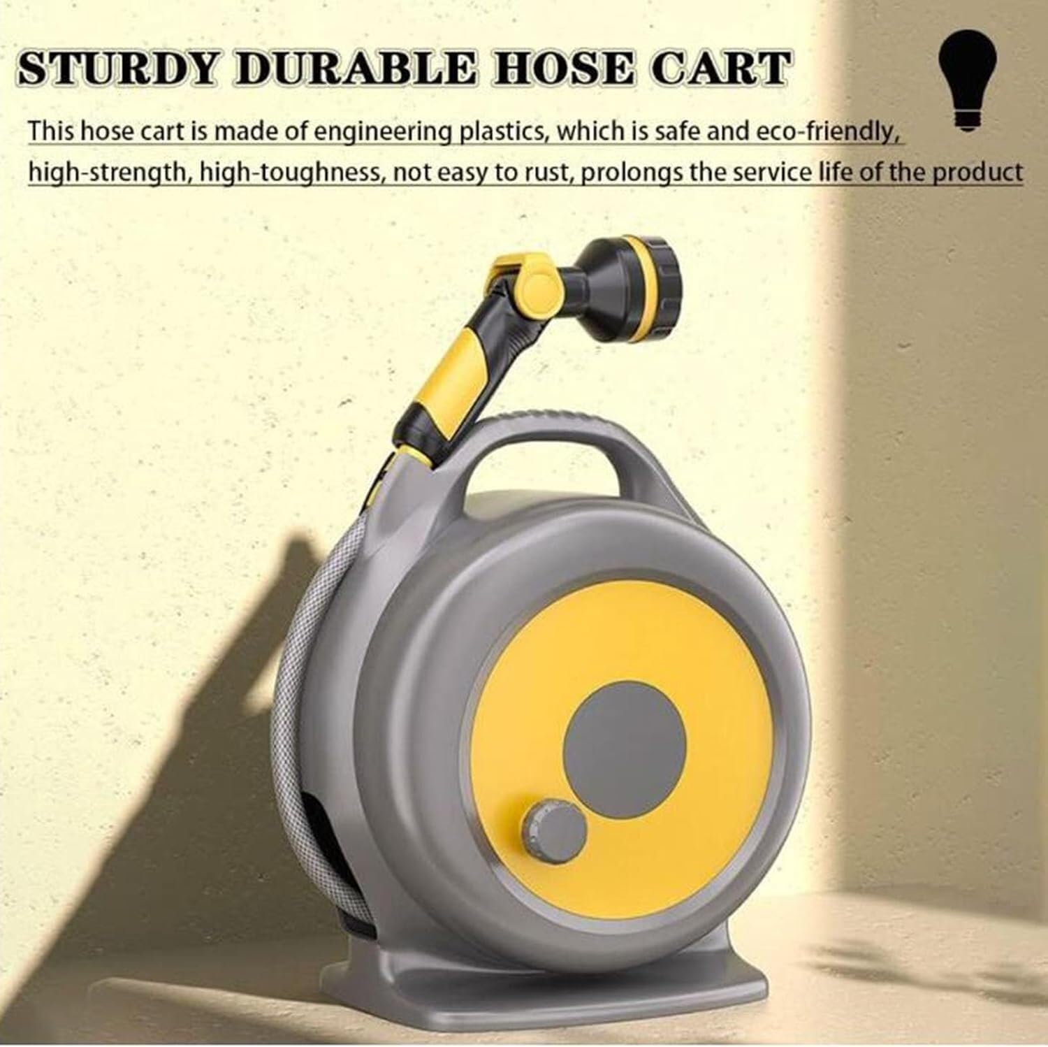 Retractable Garden Hose Reel, 22M Garden Pressure Washer Hoses Reel Cart with 10-Pattern Spray Nozzle, with Hose Guide, Multifunctional for Car Washing, Vegetable Watering Outdoor Cleaning (22M) image number 5