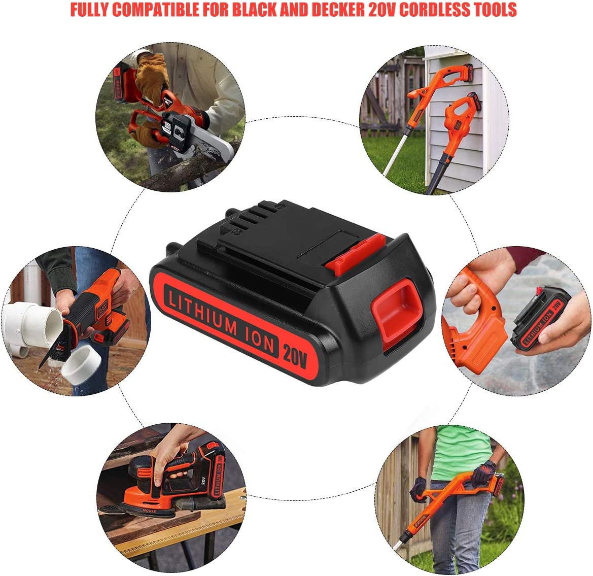 Geelink BL2018-XE 20V 3.0Ah Battery Replacement for Black and Decker 18V Lithium-Ion Battery 1518-XJ LBXR20 LBXR2020 LB20 BL2018 LST201 LBX20 LSW20 BL4018XE LB2X4020