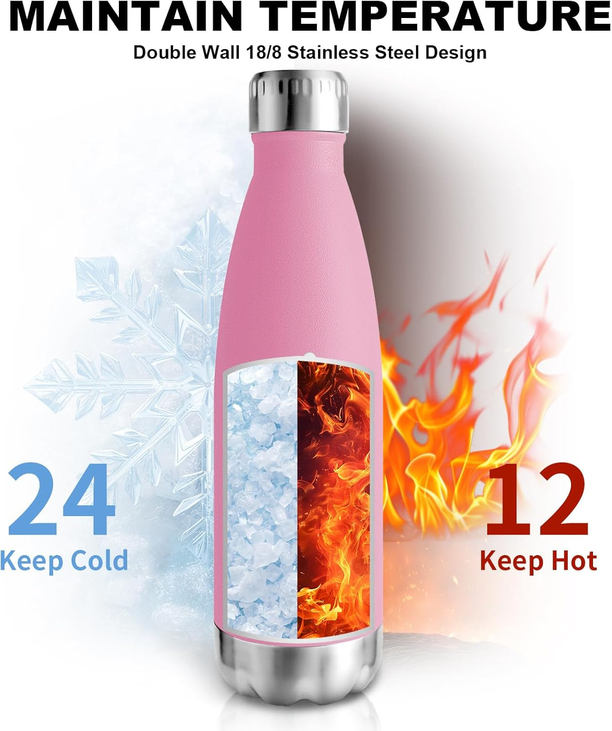 Stainless Steel Drinking Bottle, 750 Ml, Bpa-Free, Insulated Flask, Double-Walled, Leak-Proof, with Screw Cap, Girls' Water Bottle for School, Sports, Camping image number 5