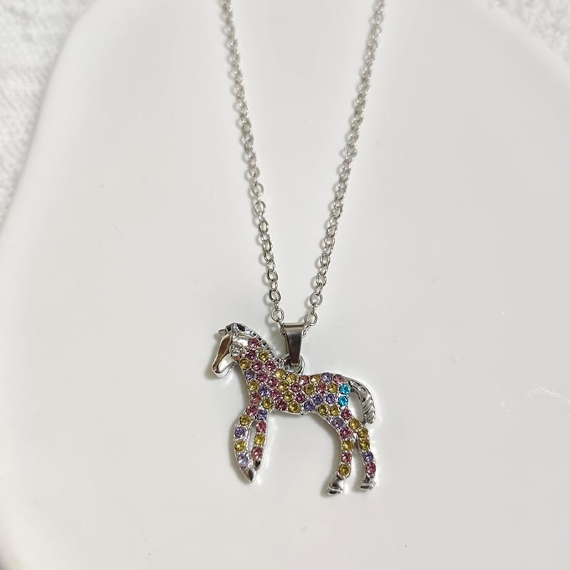 Horse Rainbow Necklace Gifts for Girls Women Rainbow Horses Necklace Horse Necklaces for Teen Girls Horse Pendant Necklace for Daughter Niece Horse Lover Gift