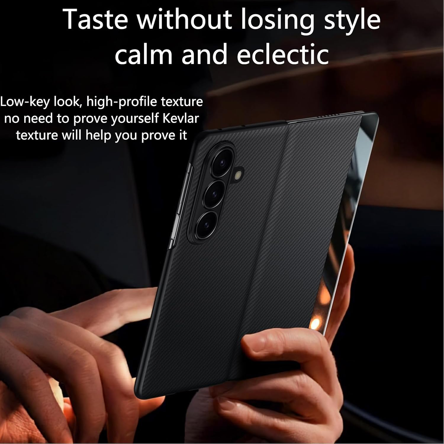 Komiyaa for Samsung Galaxy Z Fold 7 Case, Auto Wake/Sleep, [Compatible with Magsafe], Carbon Fiber Texture Skin-Friendly Case with Card Slot, Slim Protective Case for Samsung Galaxy Z Fold 7 (Blue) - Blue image number 4