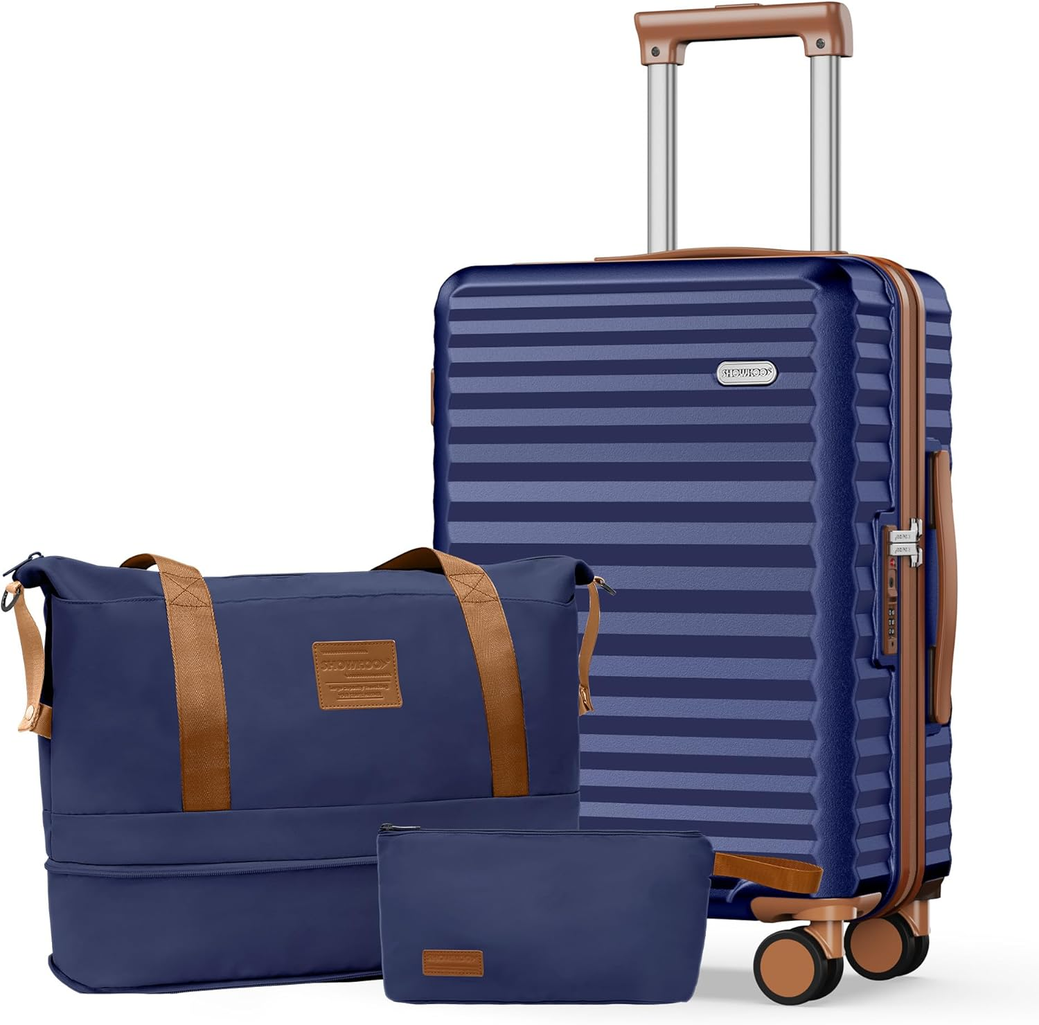 SHOWKOO Luggage Sets 3 Piece Hardside Expandable Suitcase with Double Spinner Wheels TSA Approved Lock, (Green, 5 Piece Set)