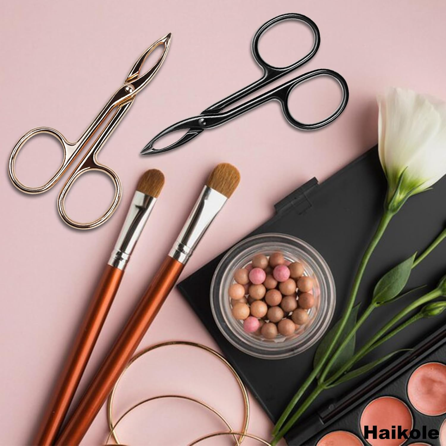Haikole Tweezers for Women Facial Hair 3 Pieces Eyebrow Tweezers,Scissor Tweezers for Remover Facial Hair Eyebrows Care Wig Plucking,Scissor Handle Tweezers Scissors (A-3 Colors 3PCS) image number 3