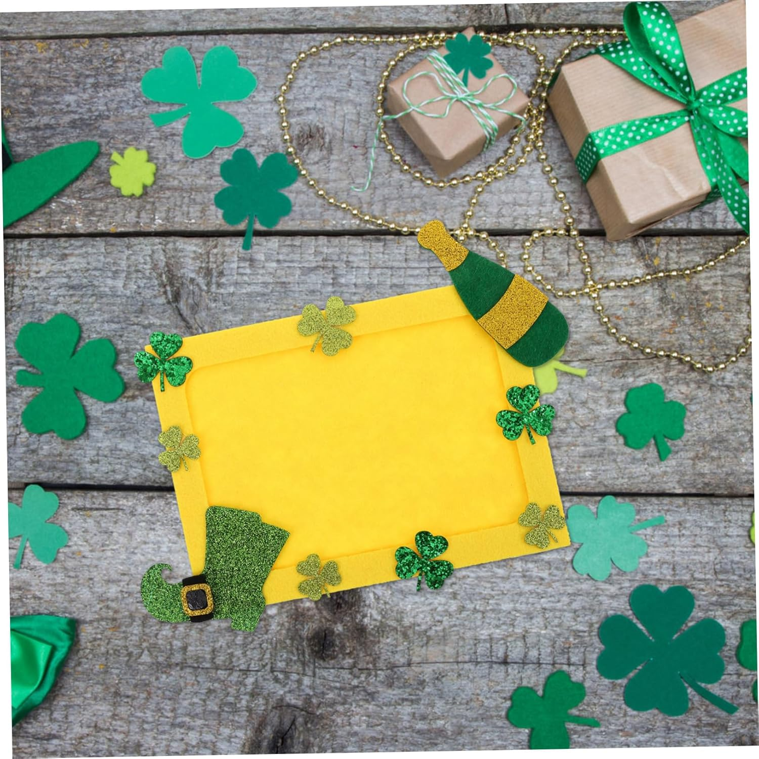 DIY Patrick'S Day Photo Frame with Green Shamrock Pattern Unfinished Craft Frame for Decoration for Home and Office Festive Displays image number 4