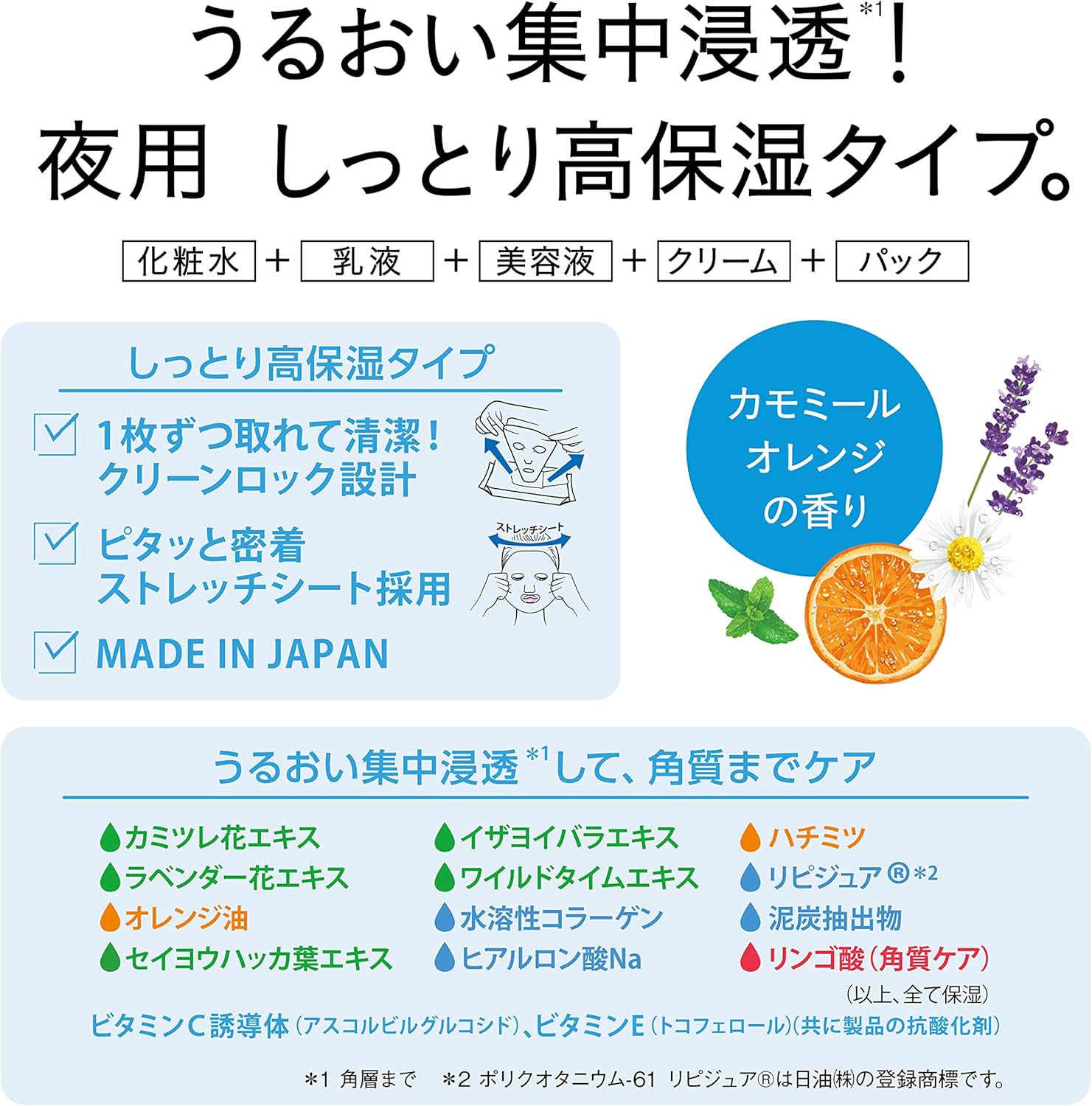 Savorino Fatigue Mask, Face Mask, Pack of 28, Complete in 60 Seconds, Night Sheet Mask image number 2