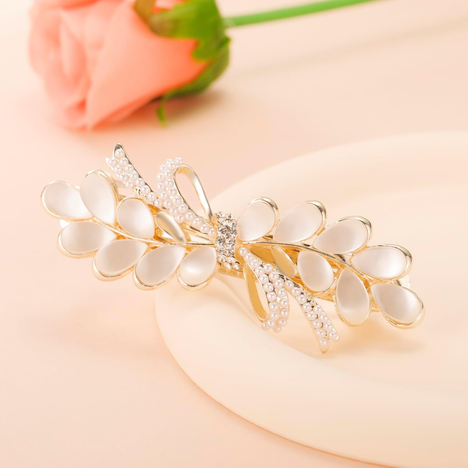 KKJOY Elegant Wisteria Hair Clips Barrettes Hand Crafted Spring Clip Metal Headpieces Wedding Bridal Hair Accessories for Women Charming Ladies image number 2