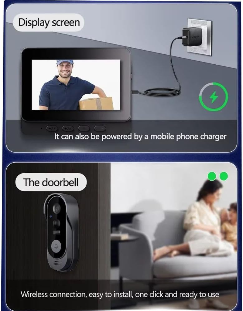Video Doorbell with Two-Way Audio 2.4G Wireless Smart 4.3" LCD Screen Intercom Video Doorbell Camera Monitor Home image number 5