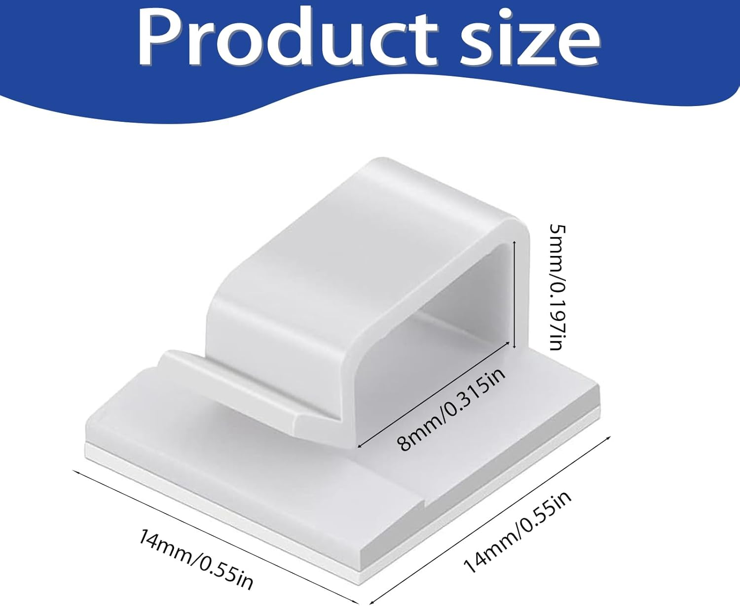 Wzenclave 100 Pcs Small Transparent Adhesives 14 * 14 * 8Mm White Cable Clamps for Cars Offices and Homes Adhesive Cable Clamps for Cable Management image number 3