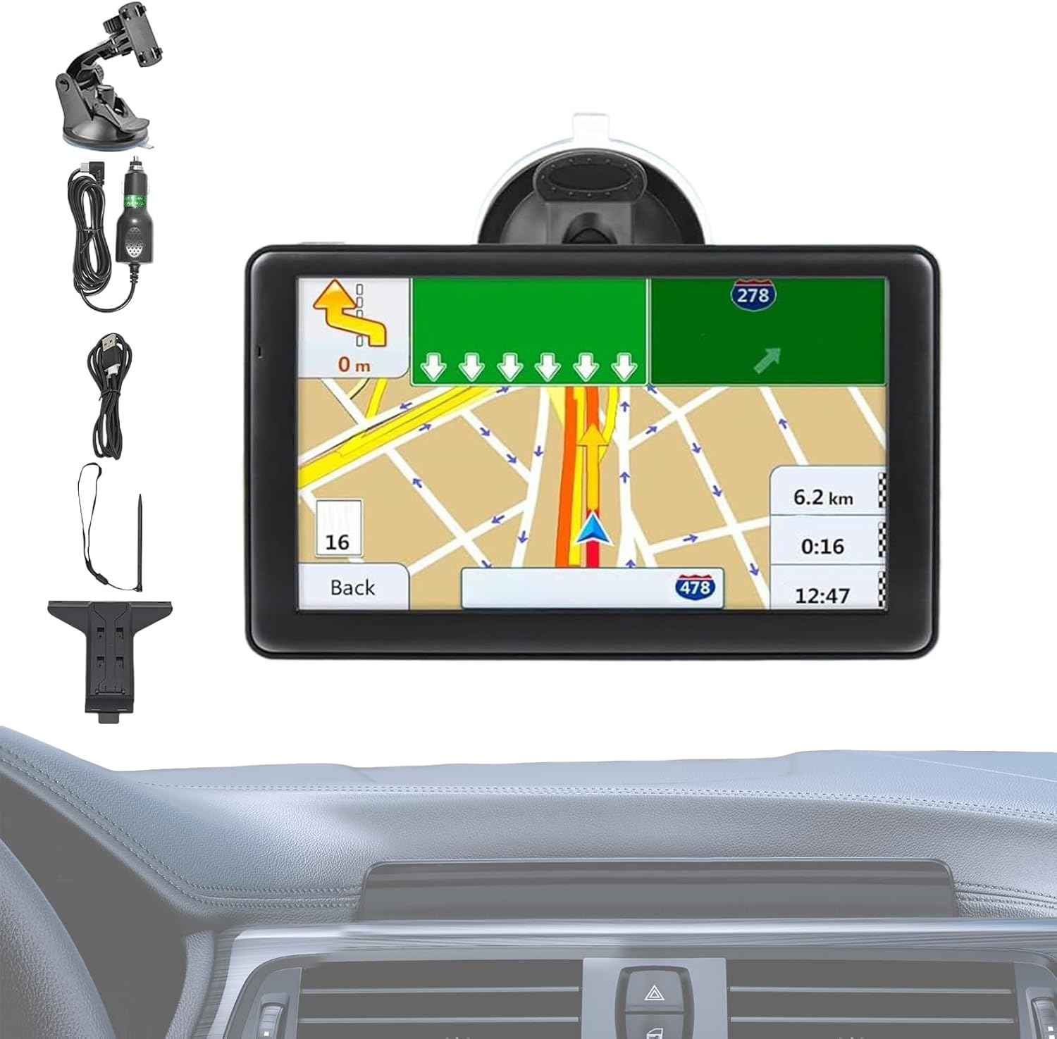 Car GPS Navigation | 18 Cm Screen with Vehicle Equipment | Touchscreen Maps Display for Long Vehicle Travel - Europe image number 4