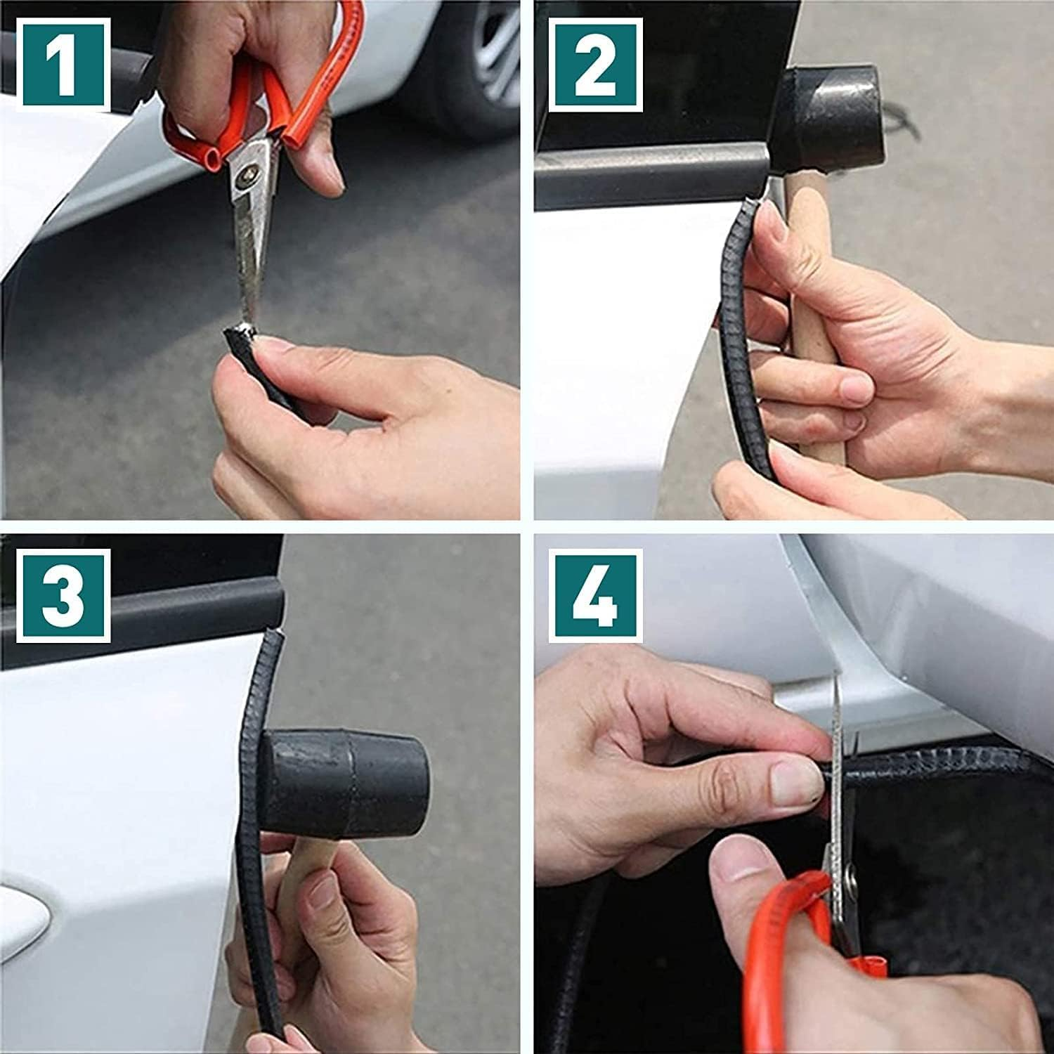 32Ft Car Door Edge Protector - Universal Fit without Glue U-Shape Car Door Edge Guards Car Trim Rubber Seal Fits for Sedans, Trucks, SUV, ATV, Boats