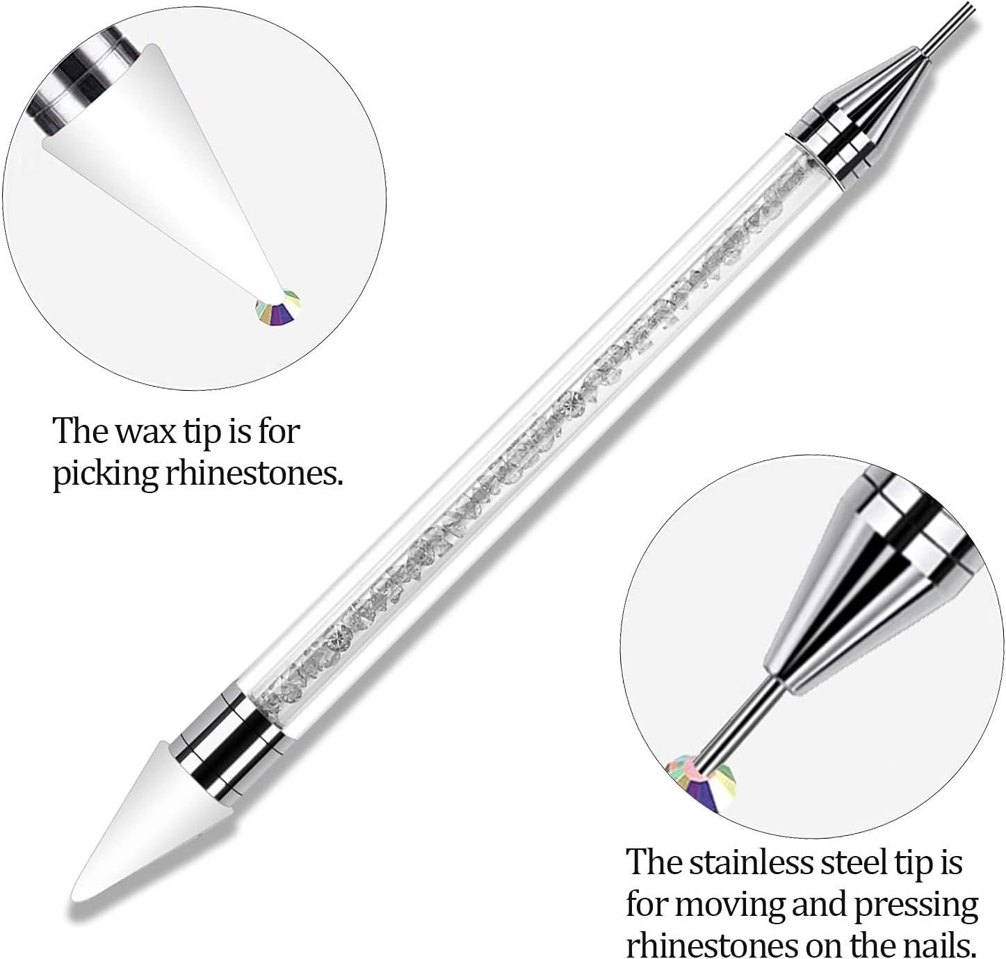 ANGNYA Nail Art Rhinestones Decorations Nail Stones for Nail Art Accessories and Clear Crystal Rhinestones with Pick up Tweezer and Rhinestone Picker Dotting Pen image number 3