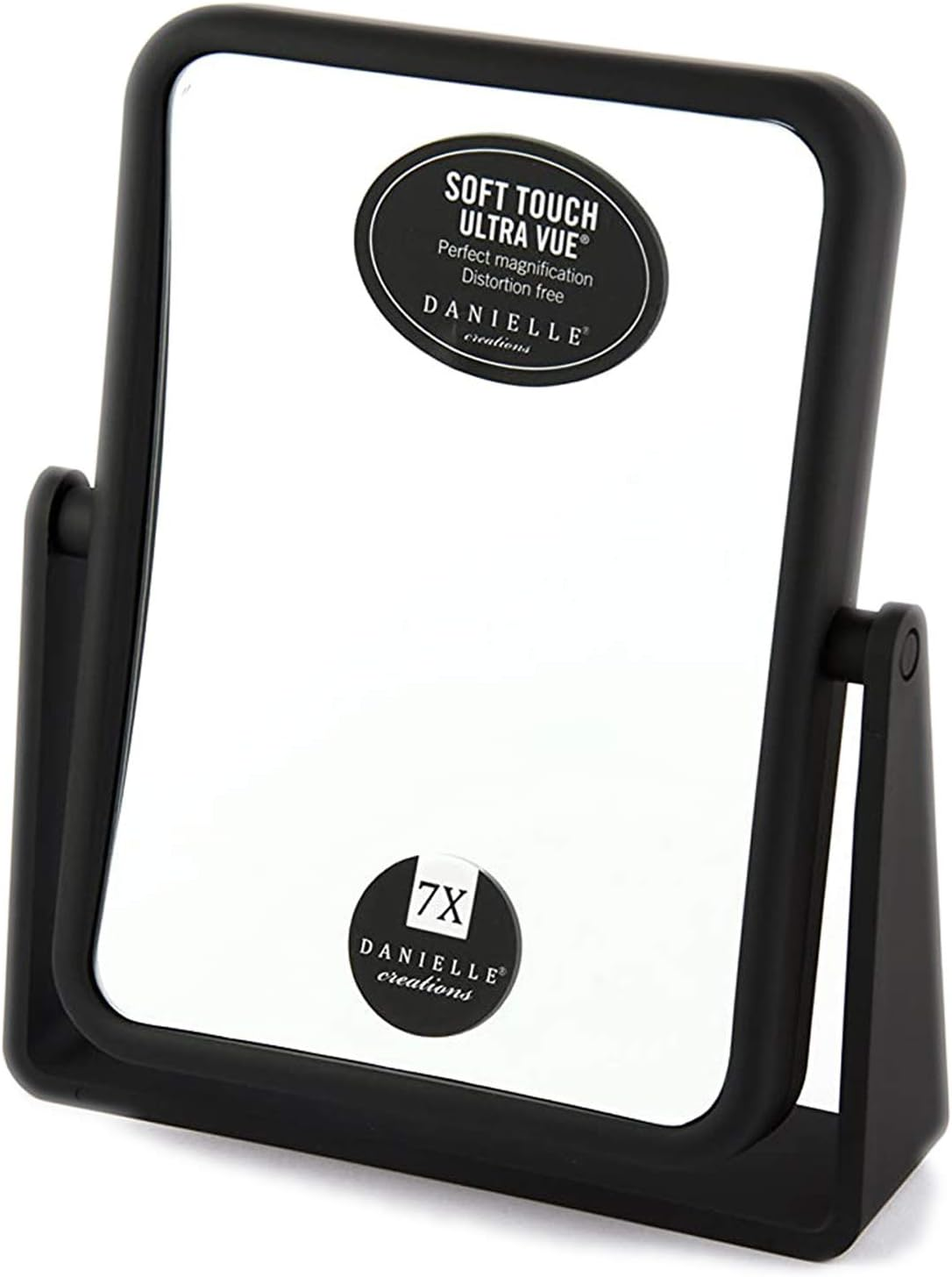Danielle Magnifying Vanity Makeup Mirror Rectangular Soft Touch Finish with 7X Magnification and 360 Swivel, Black image number 4