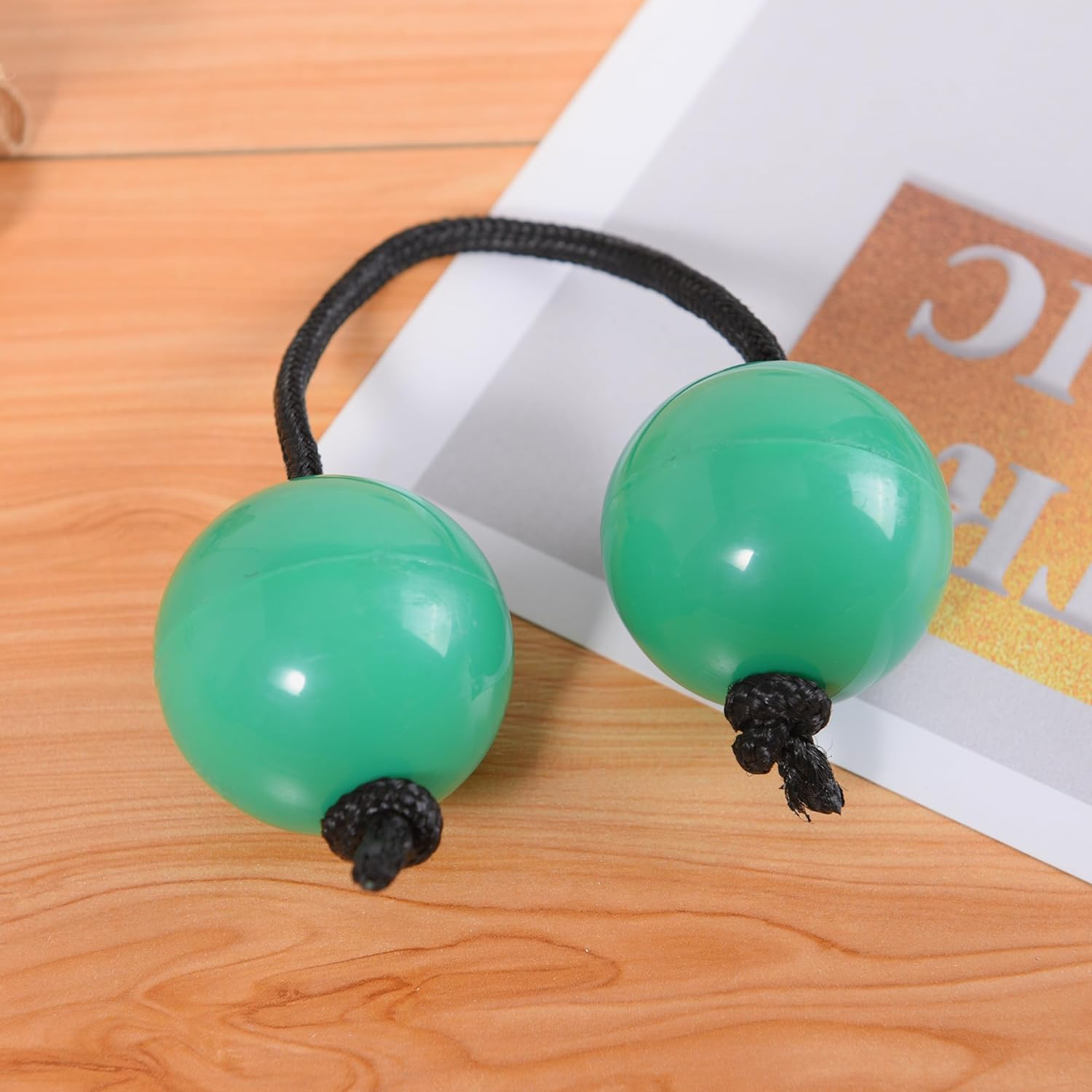 MGTECH 2 Pairs Aslatua Shakers, Kashaka Musical Percussion Instrument African Asalato Shaker Rhythmic Balls, Green - Yellow image number 7