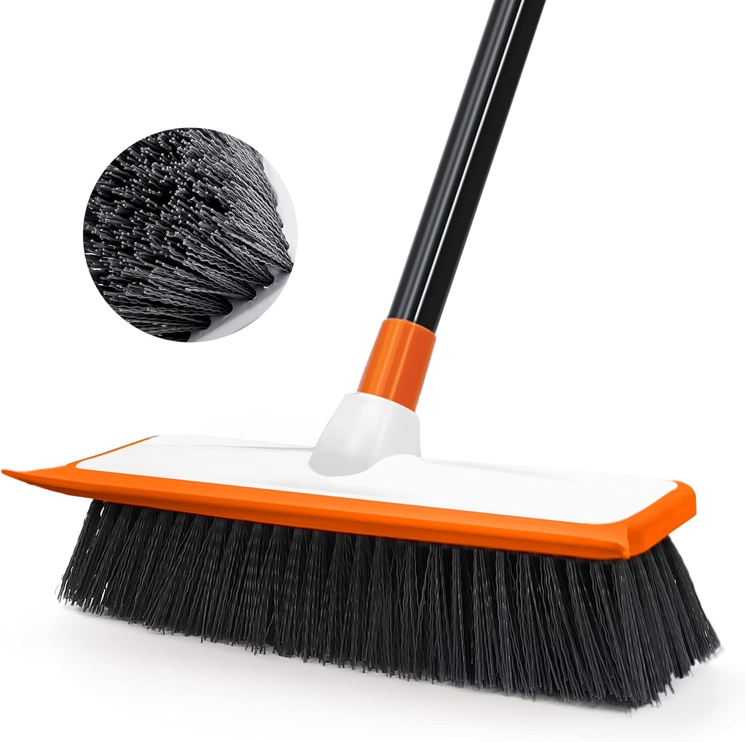 JEHONN Floor Scrubbing Brush 138 Cm Telescopic Long Handle Garden Patio Deck Cleaning Brush Stiff Broom Scrubber with Squeegee, Indoor Outdoor Sweeping Brush for Bathroom, Shower Wall, Swimming Pool image number 2