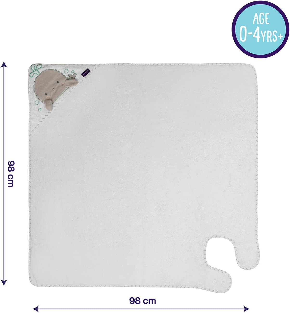 Clevamama Extra Large Bamboo Apron Baby Bath Towel with Hood for Newborn, Babies and Toddlers in Ultra Soft Bamboo, Absorbent, for Boys and Girls 0-4 Years - Grey, 98X98 Cm image number 5