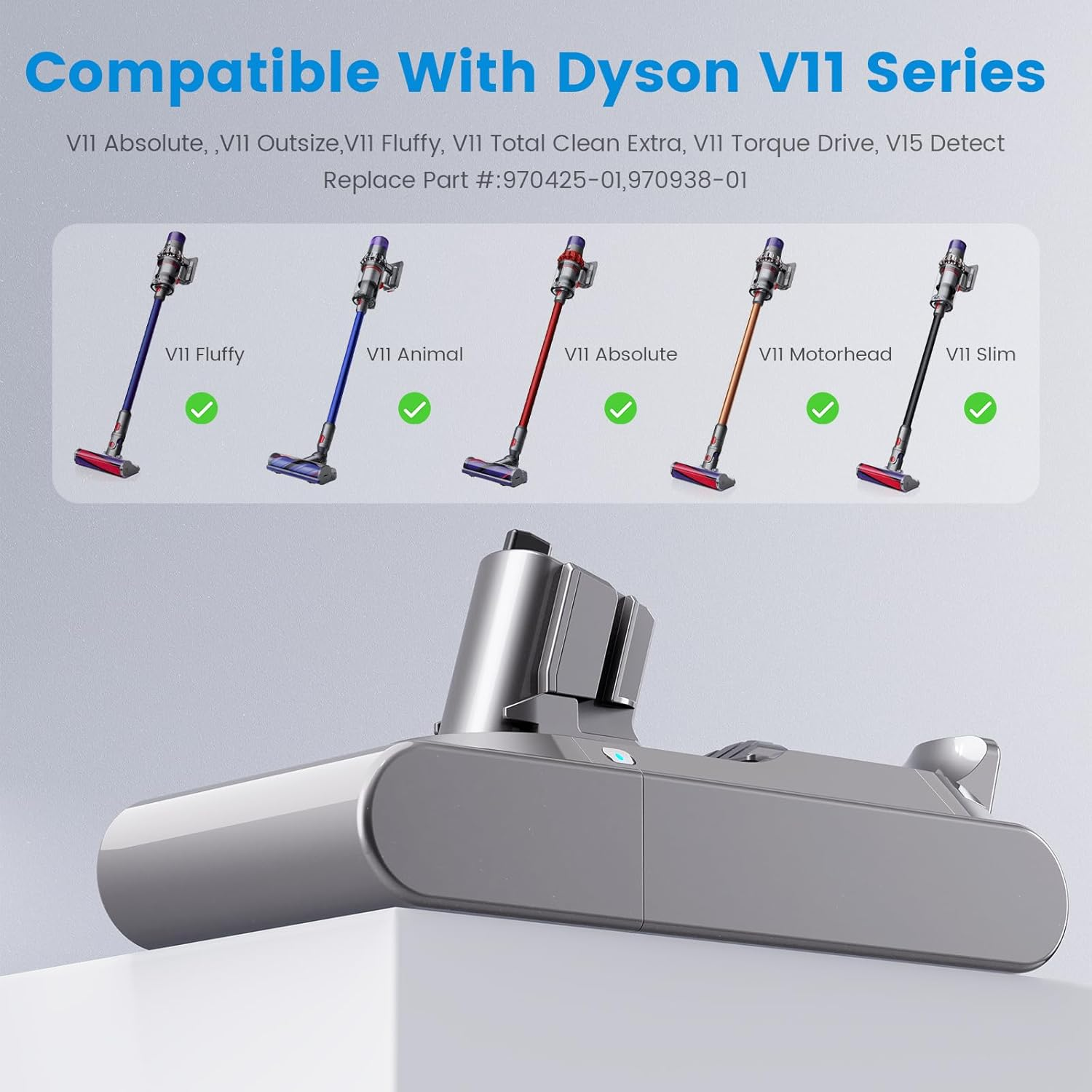 25.2V 3900Mah V11 Click-In Battery Compatible with V11 Absolute/Animal/Outsize/Total Clean Series Battery(With Red Button) image number 4