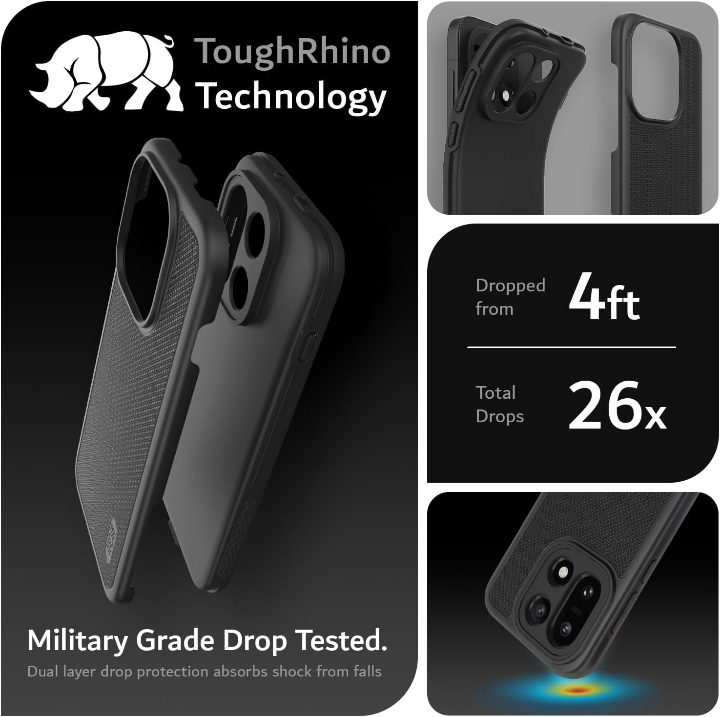 TUDIA Mergegrip [Military Grade] for Oneplus 15 5G Case (2025) &ndash; [Drop Tested] Dual Layer Shockproof Slim Rugged Heavy Duty Tough Protective Phone Case Cover (Black, Basic)