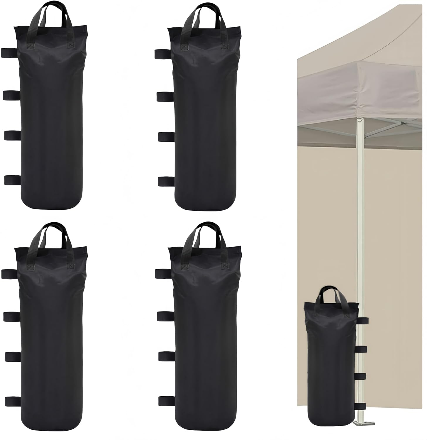 Ai-Oumleef Heavy Duty Canopy Weight Bags, 4 Pcs Gazebo Weight Bag, Canopy Leg Weights Sand Bags for Instant Outdoor Camp Sun Shelter Patio Umbrella (Black 20 * 50Cm) image number 1