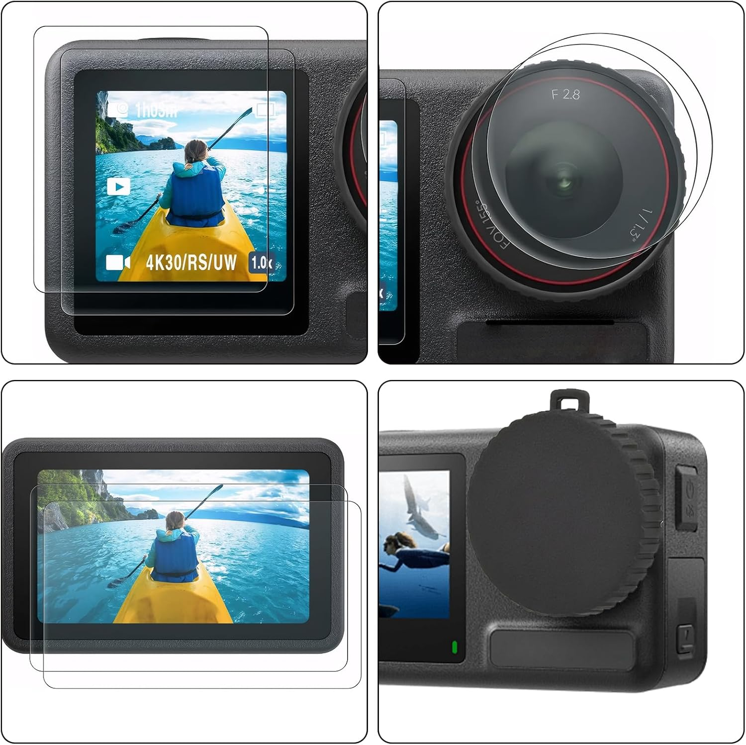 Ertlutw Screen Protector for DJI Osmo Action5 Pro, Includes 2 Lens Silicone Covers, Tempered Glass Screen Protector for DJI Action 5 Pro Accessories, Ultra HD, 9H Hardness, Scratch-Resistant, Pack Of image number 1