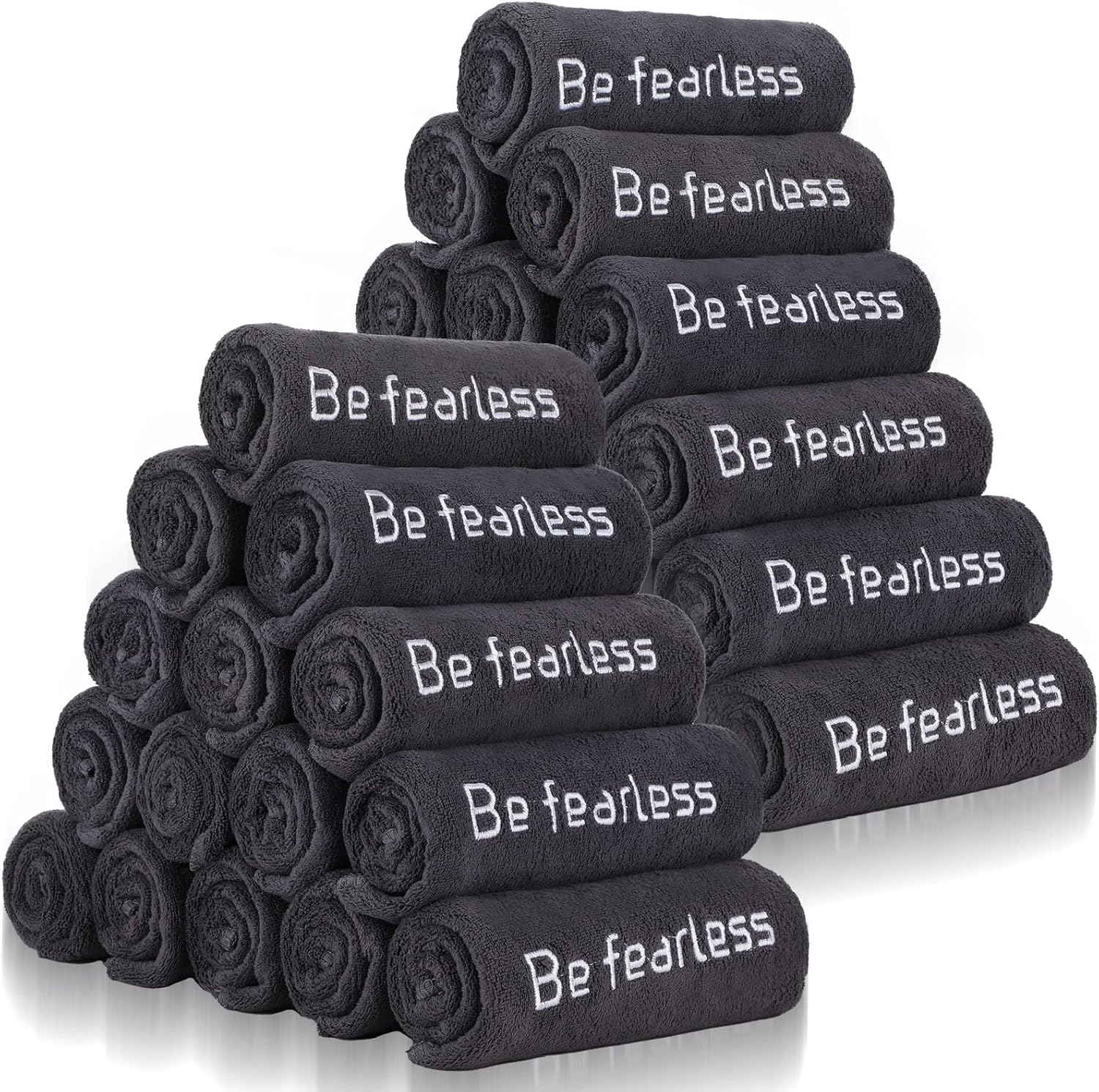 Newwiee 36 Pcs Microfiber Gym Towels for Exercise Fitness Bulk 32 X 16 Inch Soft Quick-Drying Sweat Absorbent Yoga Towel for Women Men Be Fearless Sport Towel for Cycling, Swimming, Workout, Camping image number 3