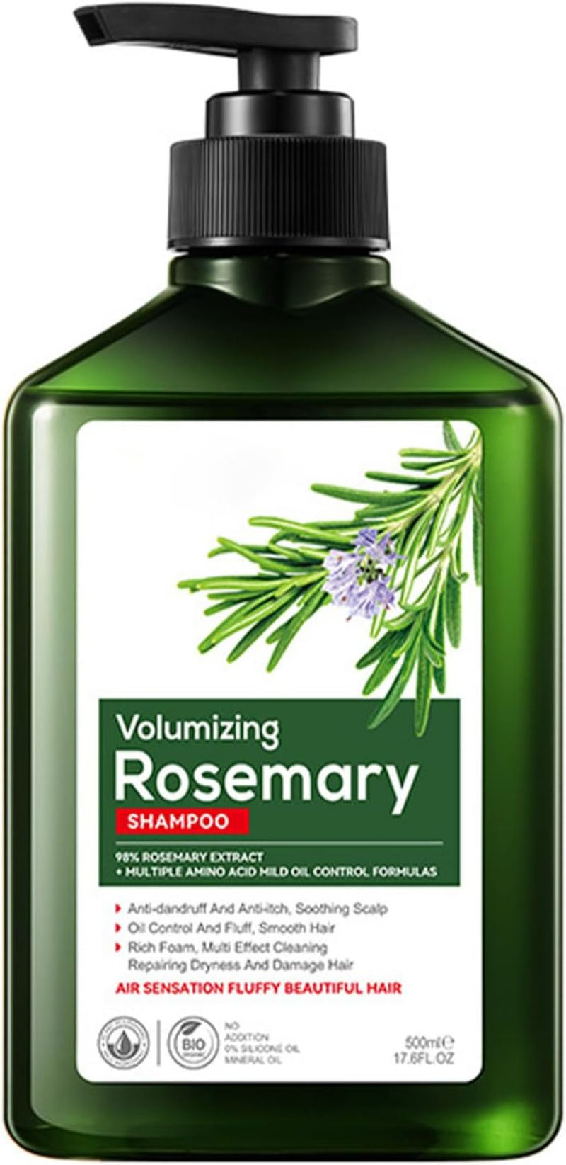 Miutii Rosemary Shampoo for Dry Damaged Hair 500Ml Hydrating Gentle Cleanse Dandruff Control Itchy Scalp Care Moisturizing Shine Hair Strength Green One Size image number 6
