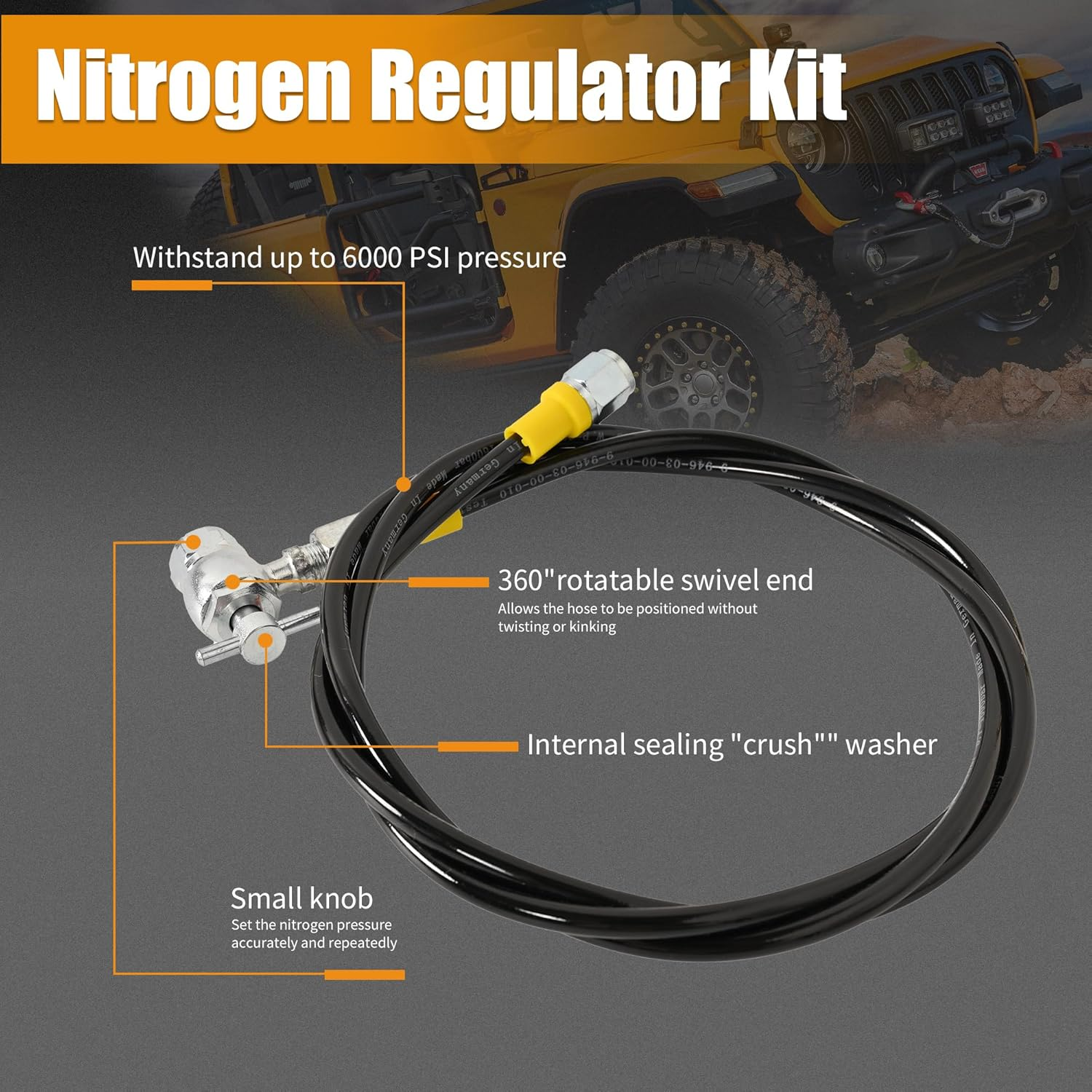 4000Psi Nitrogen Regulator Kit Nitrogen Shock Fill Tool Compatible with Shock with Schrader Valve Off-Road Bike, ATV, Utv,Moto,Kawasaki,Yamaha