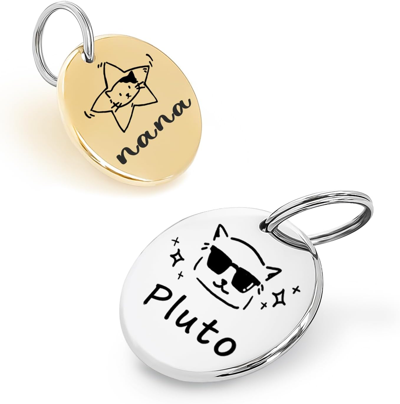 Flower Crown Pattern Art Design - Customizable Cat Dog ID Tags Suitable for Small Pets - Stainless Steel Deep Engraving Rose Gold Charm image number 6