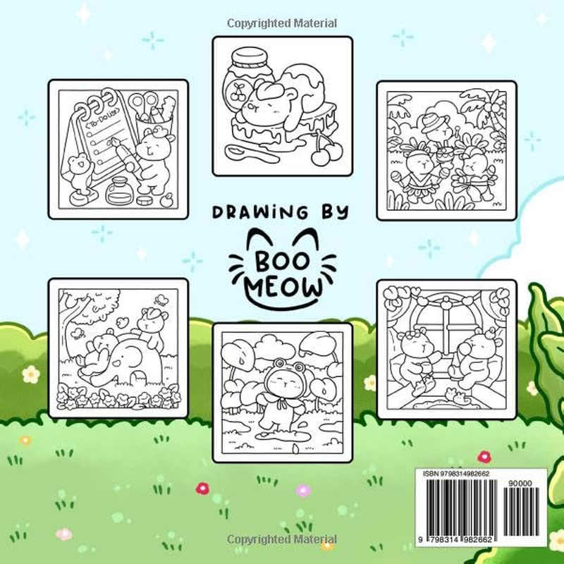 Capy Capy: Coloring Book for Adults Featuring Cute Capybara and Adorable Buddies in Funny and Cozy Moments for Relaxation and Stress Free