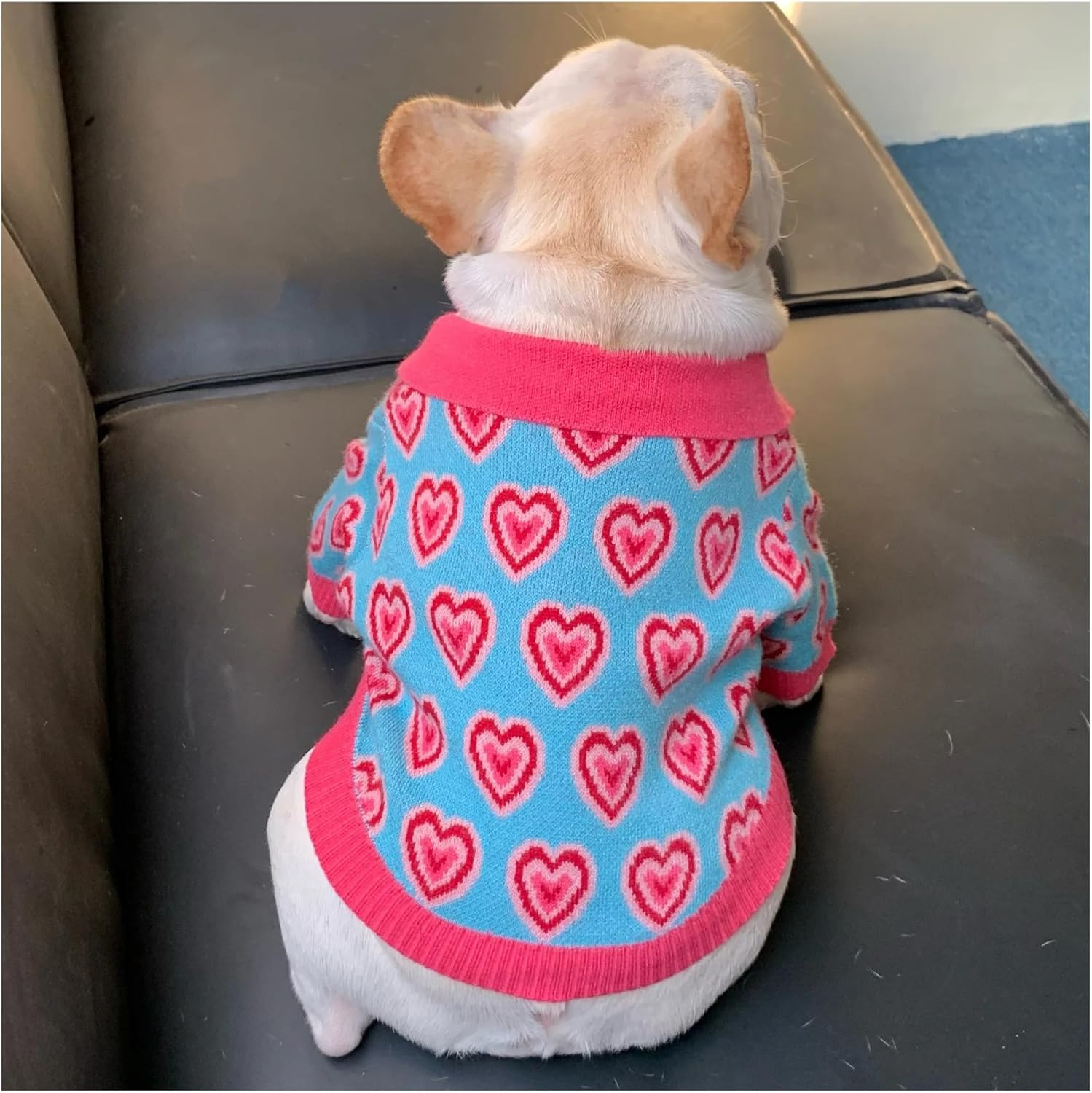 Dog Clothes Sweater Heart Puppy Sweater Pet Fall/Winter Apparel Animal Pattern Dog Clothes Teddy Bichon Soft Pullover Warm Pet Warm (Color : A, Size : L) image number 4