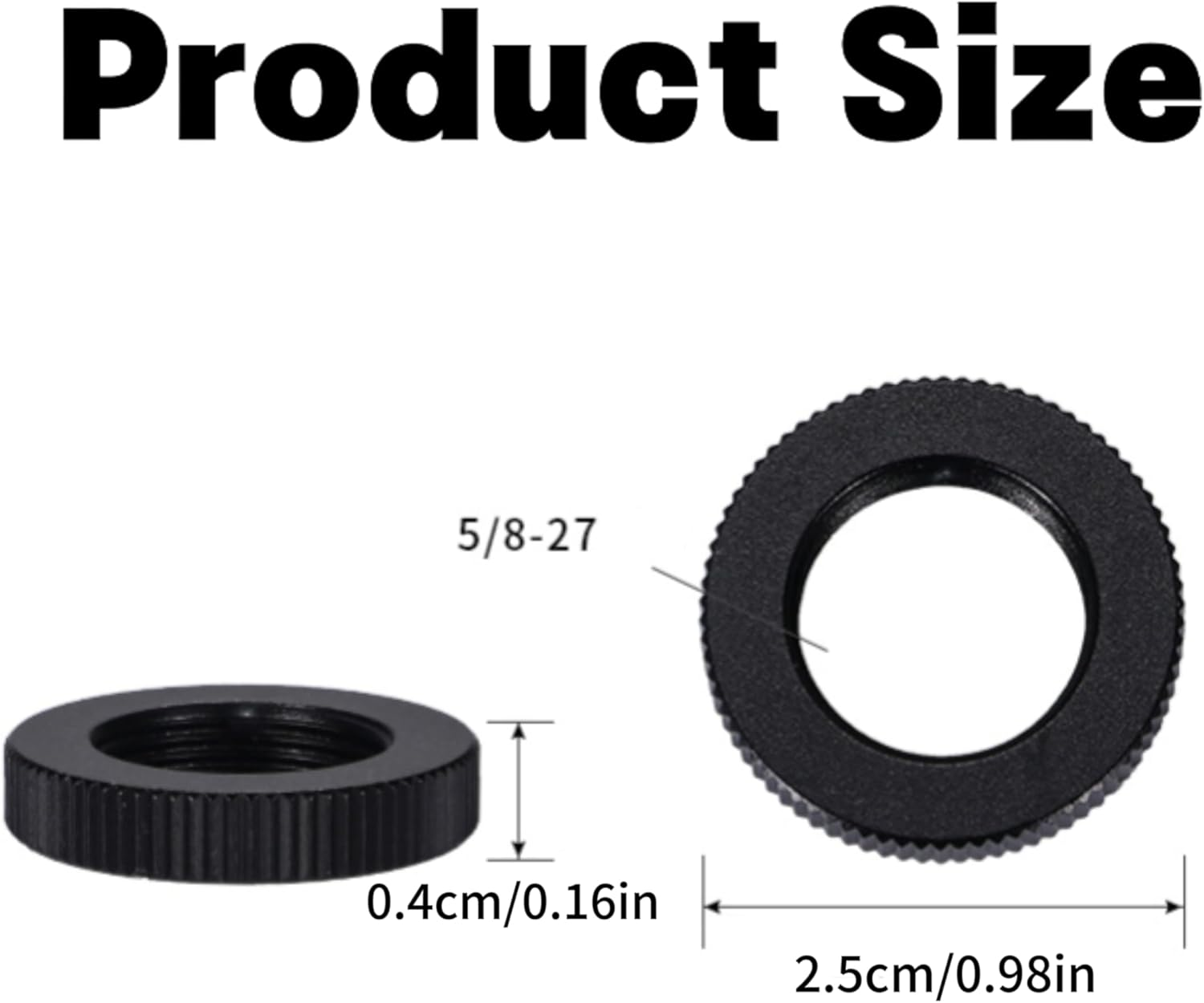 4 Pcs 5/8-27 Double Locking Nut for Microphone Screws,Knurled Lock Microphone Stand Nut,Cold Hot Shoe Adapter Screw,Black Jam Nut for Microphone Photographic Equipment,Dual Lock Nuts image number 2