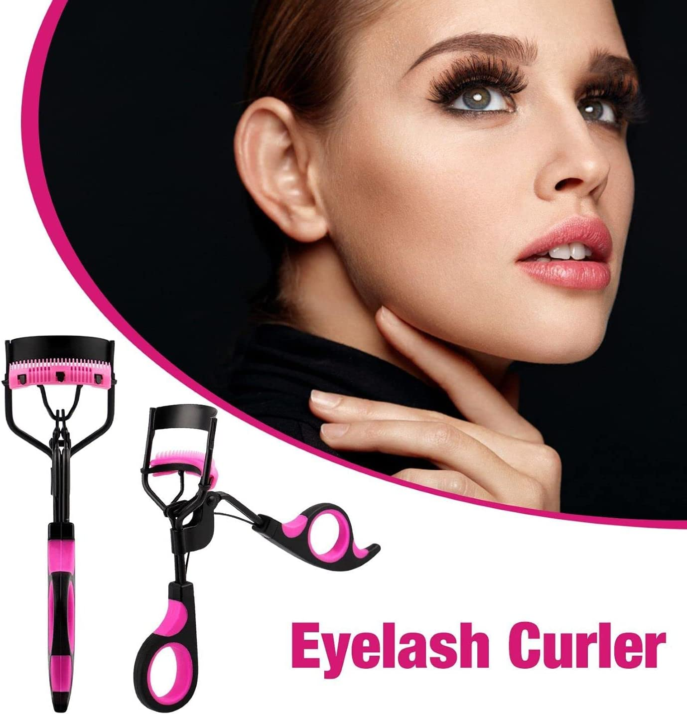 Eyelash Curler Kit,Eyelash Curler with 2 Silicone Refill Pads,Natural Curler Shapes Charming Curled Lashes image number 2