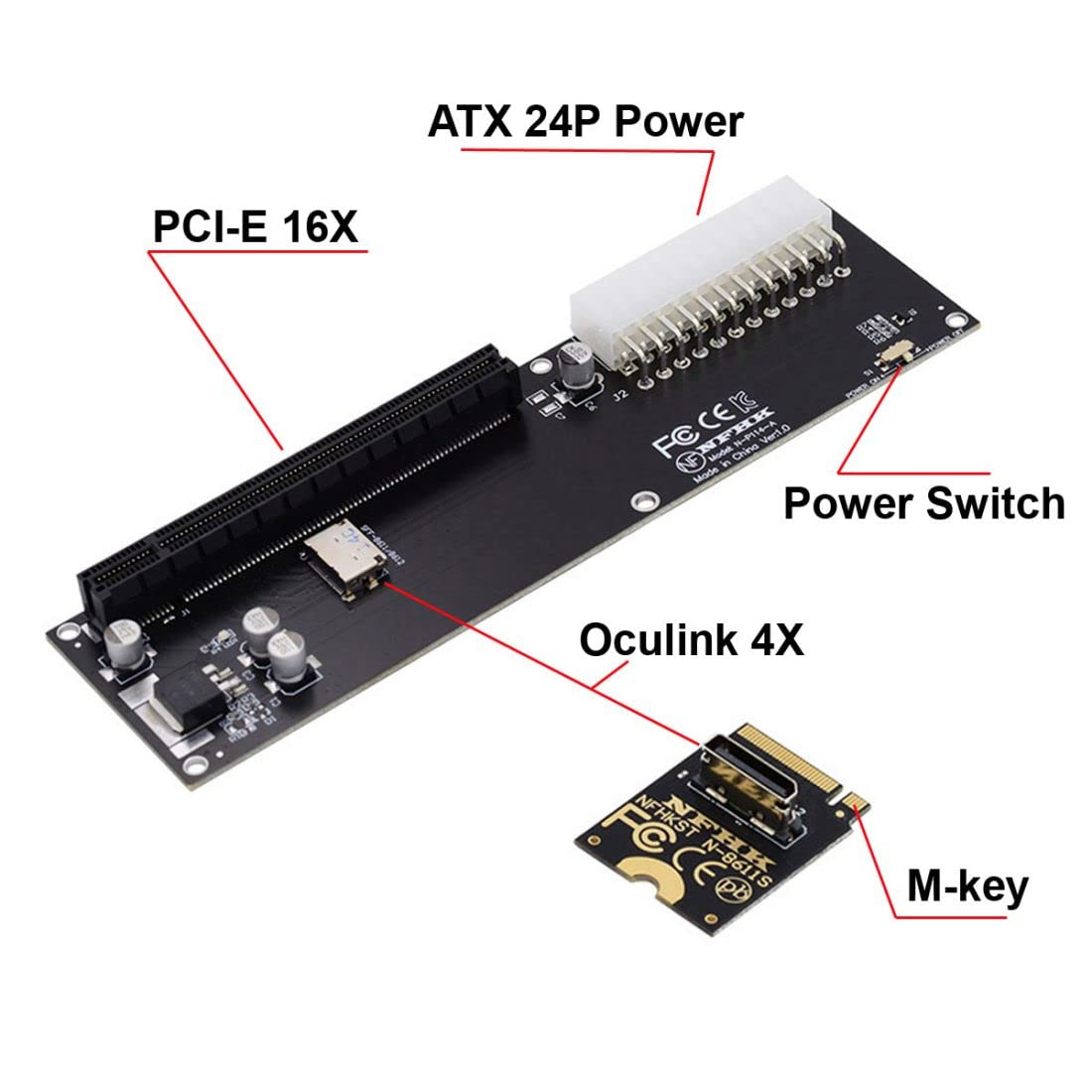 Chenyang Oculink SFF-8612 to PCI-E 3.0/4.0 M.2 M-Key to SFF-8611 Host Adapter for Egpu/Gpd Win Max2 External Graphics Card & SSD