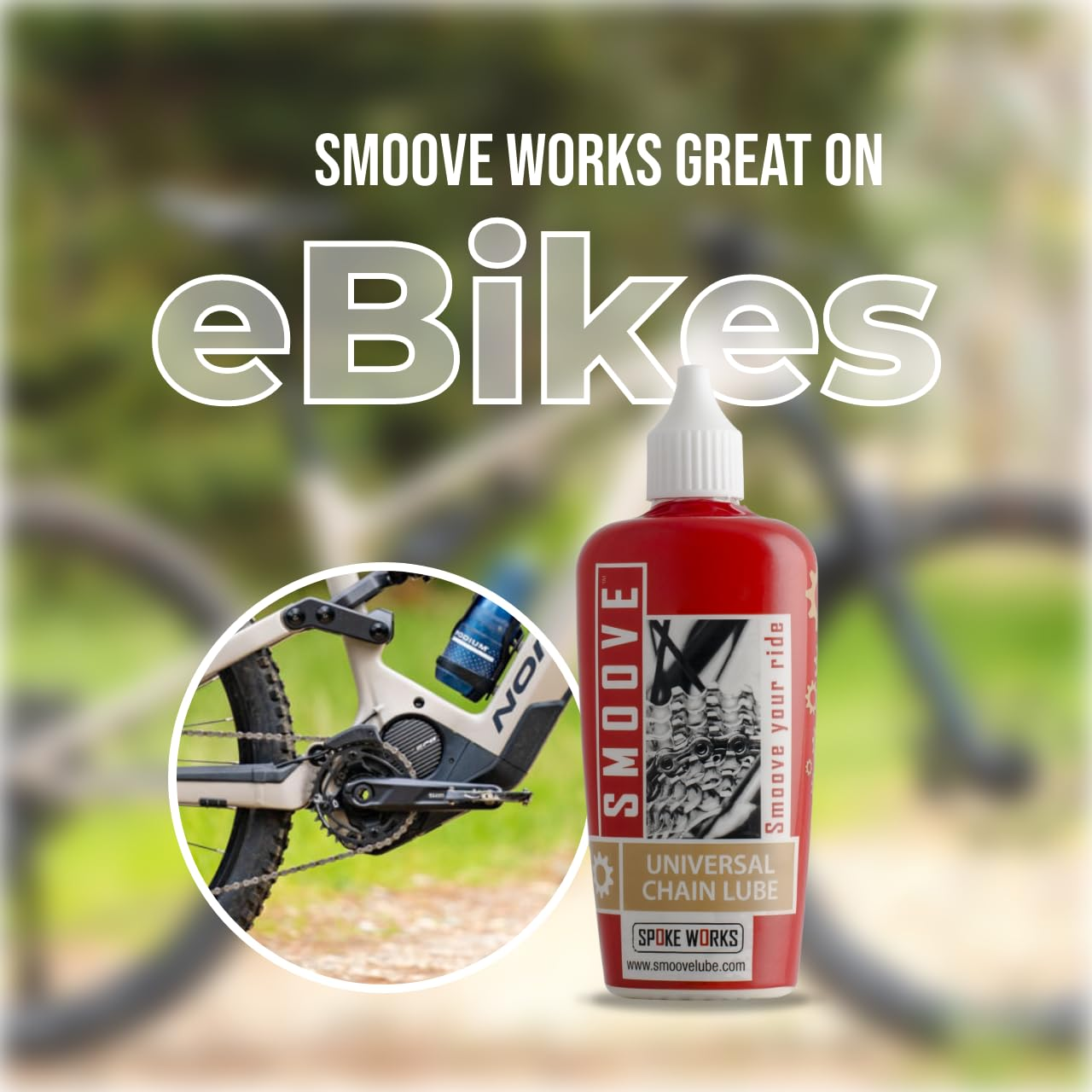 SMOOVE Universal Chain Lube Ultimate Bicycle Chain Lubricant for Mountain, Road, Gravel, and Cyclocross Bikes Is Long-Lasting and Durable. Now with Patented Luberetta Applicator Nozzle. image number 2