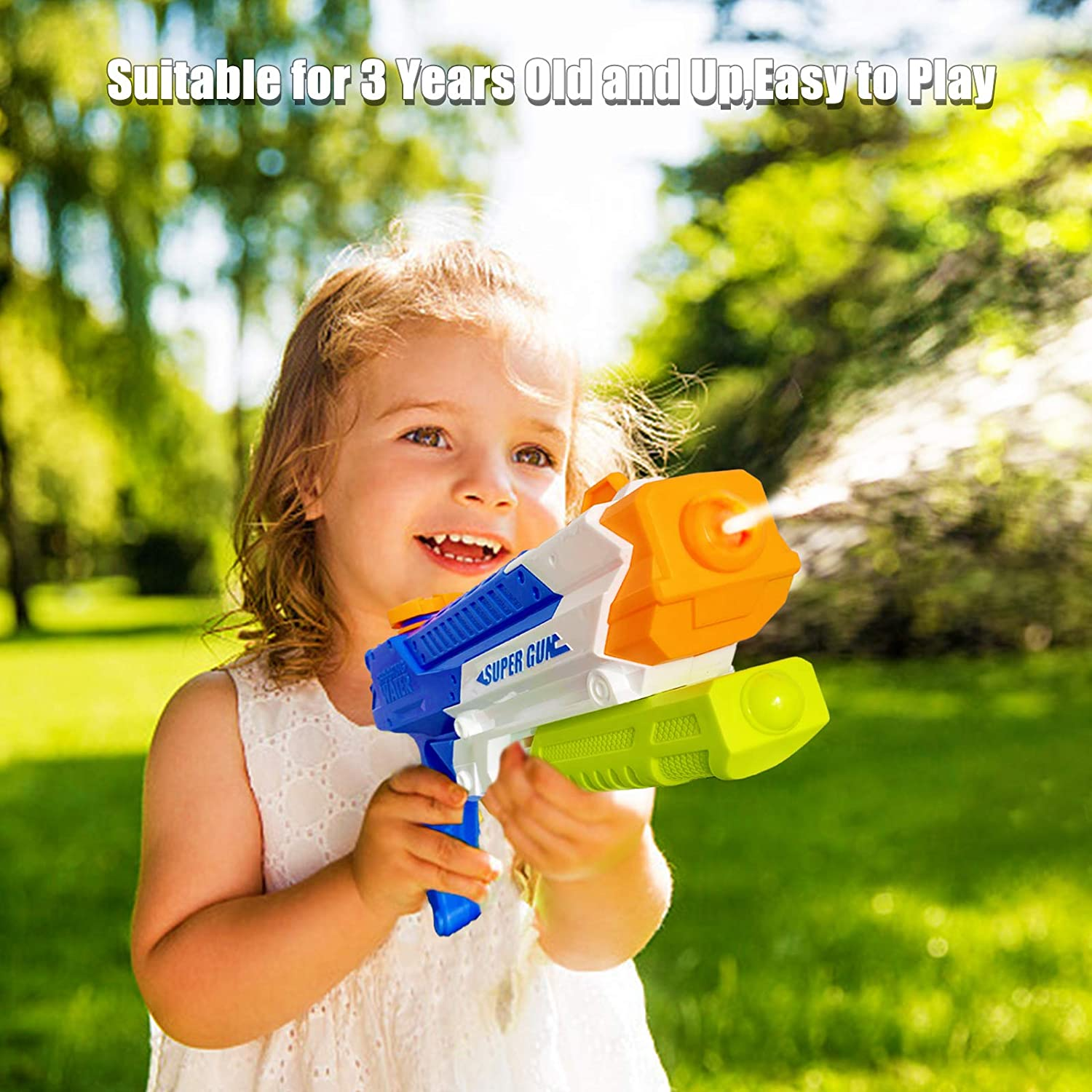Water Guns for Kids - Summer Soaker Squirt Guns, 400Cc/40Ft Outdoor Toy for 3 Years Old and up Boys Girls Adults - 2 Pack Water Guns for Swimming Pool Yard Lawn Beach image number 6