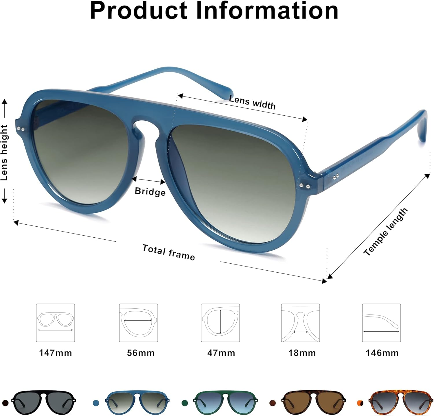 SOJOS Retro Aviator Sunglasses Womens Mens Vintage Plastic Frame Shades Lentes De Sol Para Mujer SJ2255 image number 5