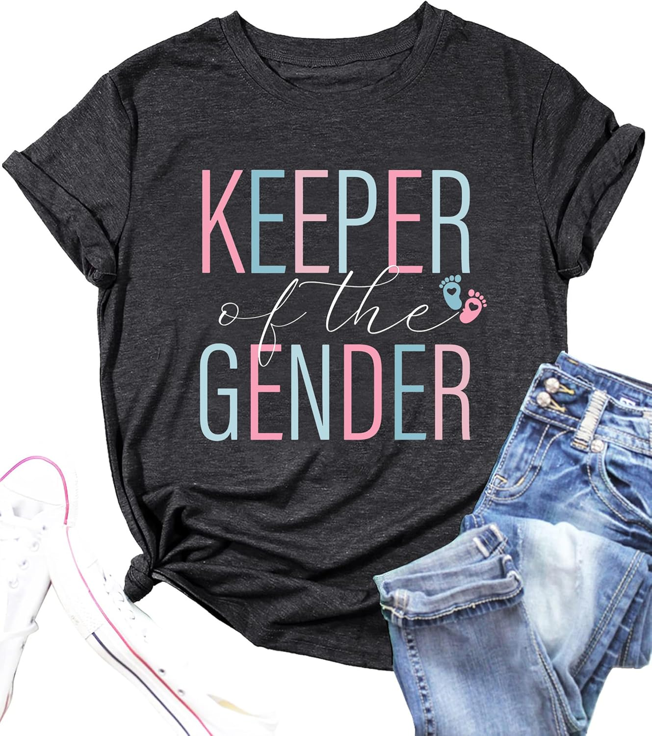 Keeper of the Gender Shirt Women Pregnancy Announcement Tshirt Gender Reveal Ideas Graphic Tee Maternity Tops