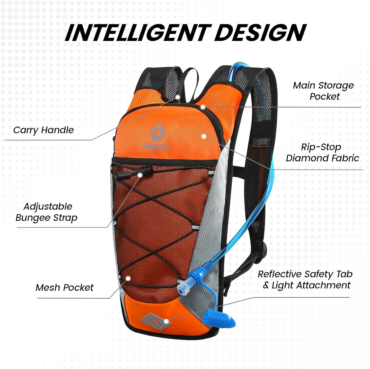 Nepest Hydration Backpack with 2L Water Bladder for Cycling, Water Backpack for Hiking Running, Lightweight Hydration Pack