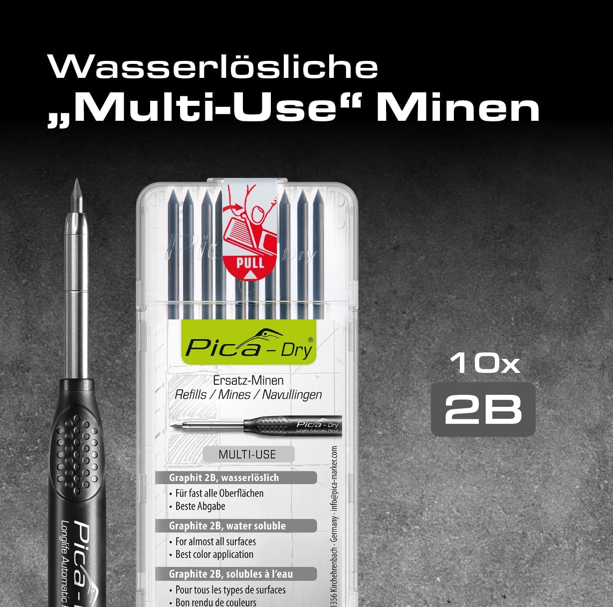 Pica-Dry Longlife Automatic Pencil with Pica-Dry 10 Pack Refill (Graphite 2B, Water Soluble) 30403 image number 3