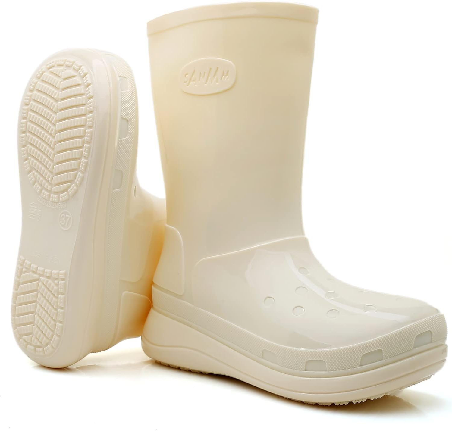 Rain Boots for Women and Men, Comfort Lightweight Cute Rubber Boots, Women'S Mid Calf Waterproof Garden Boots, Platform Rubber Chelsea Ankle Adult Soft Rain Shoes and Outdoor Work Shoes