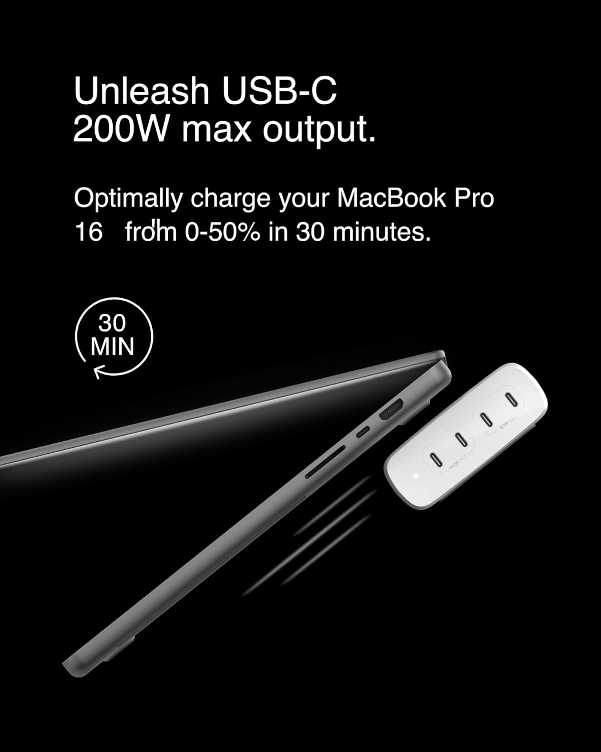 Belkin Boostcharge Pro 4-Port USB-C Gan Wall Charger, 200W Multi-Port Charger, USB-C PD 3.1 Fast Charge, 5Ft Power Cord for Macbook Pro, Iphone 16 Series, Ipad Pro, Galaxy S23, Google Pixel, & More image number 5
