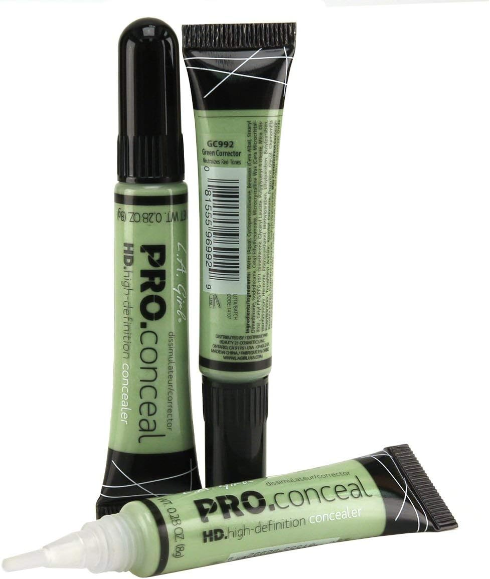L.A. Girl Pro Coneal Hd. High Definiton Concealer 5Ml 992 Green,3Pcs