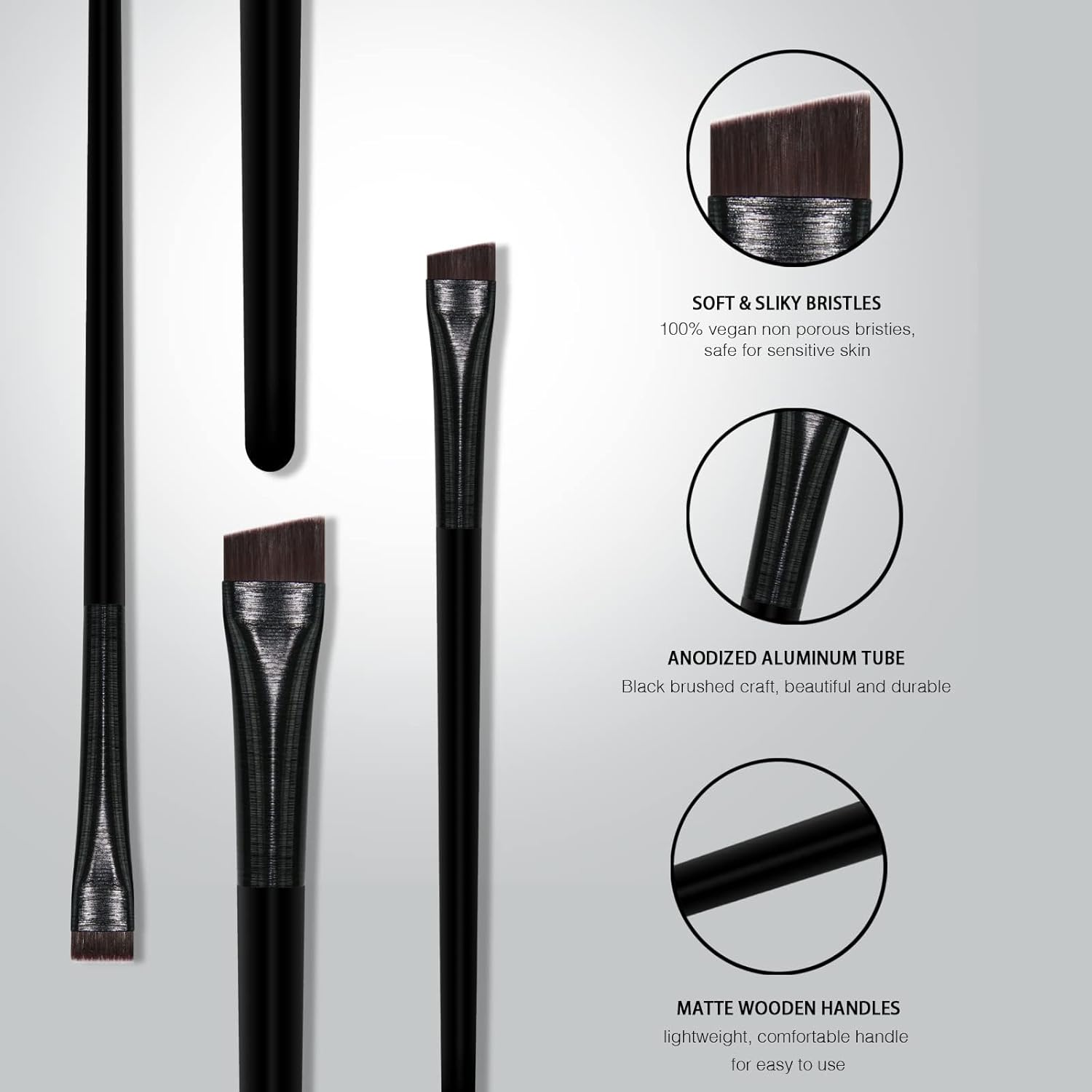 FIENSYDL Eyeliner Brush Brow Tint Brushes Eyebrow Brushes Set Fine Angled Point Angled Slanted Tinting Brushes Ultra Thin Flat Makeup Brush Premium Eyebrow Brush Precision Gel Professional Soft Synthetic Hairs image number 2