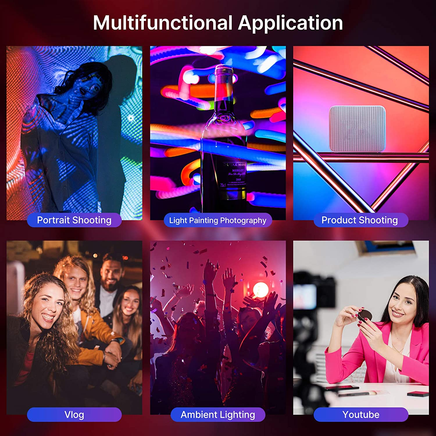 ULANZI VL49 RGB Video Lights, LED Camera Light 360&deg; Full Color Portable Photography Lighting W 3 Cold Shoe, 2000Mah Rechargeable CRI 95+ 2500-9000K Dimmable Panel Lamp Support Magnetic Attraction image number 2