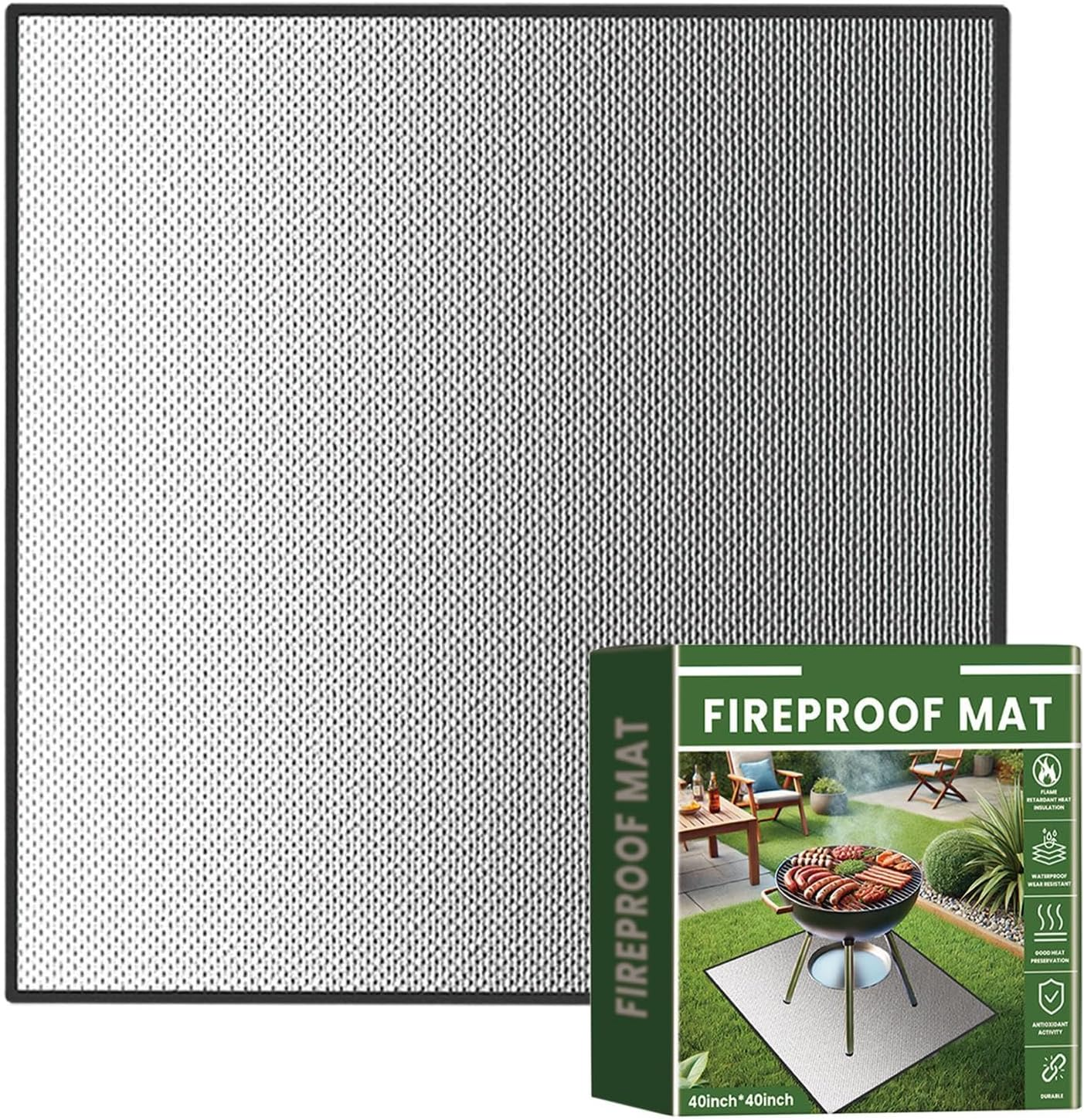 Nybhyjka Outdoor Grill Fire Mat - 40X40Inches Outdoor Heat Resistant Fireproof Mat BBQ Grill Mat | Waterproof Fireplace Mat Anti-Slip Reusable Protective Mat for Grill & Deck image number 1