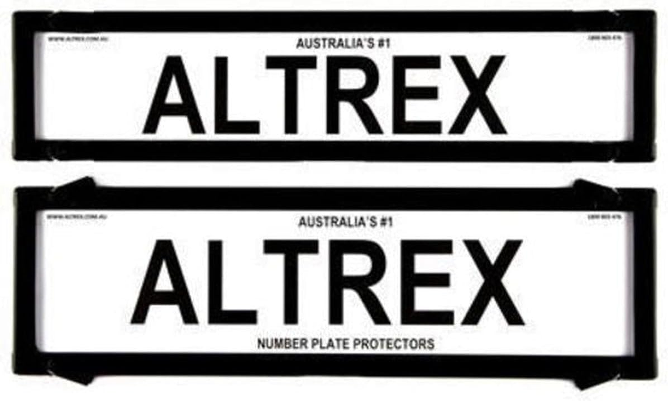 Altrex Number Plate Protectors Premium Black No Line Silver Border 6NLPS