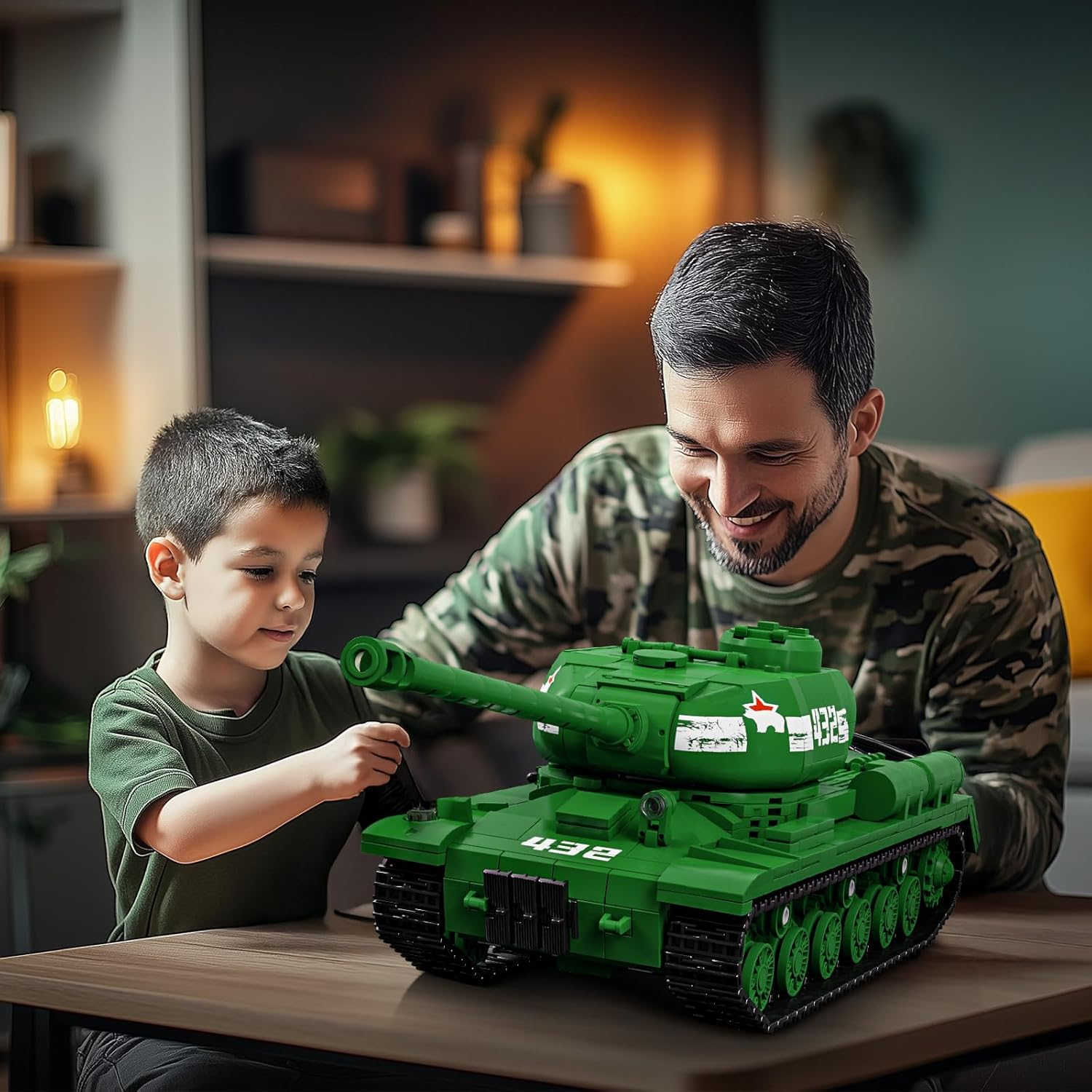 Brihappen Tanks Building Set for Adult Boys (1402 Pieces), Military World Classic Is-2 Heavy Tank Blocks Toy Home Office Collection Model, Birthday Gifts for Building Blocks Lover - Style A image number 2